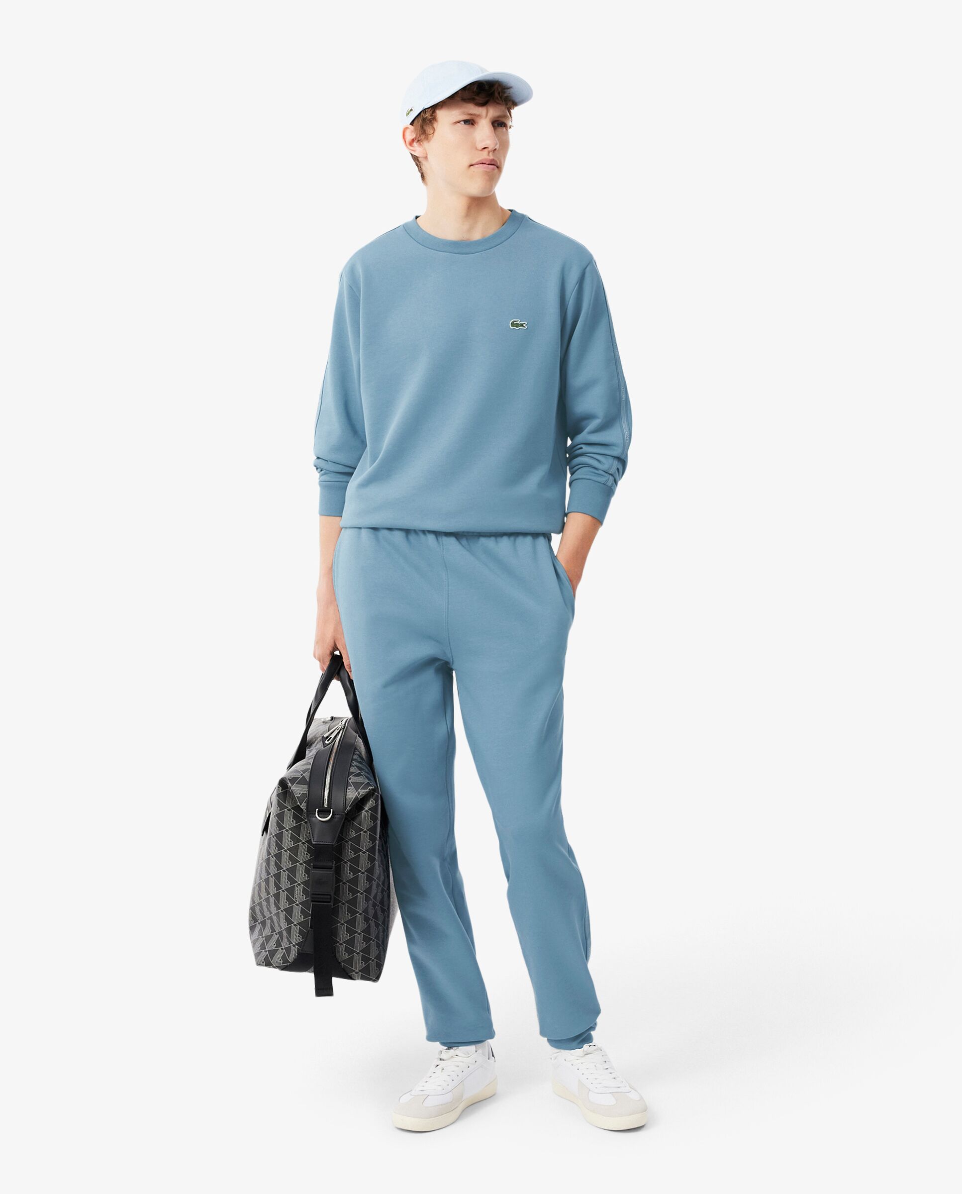Pantalón de hombre de chándal de hombre con raya y logotipo en negro - Lacoste - Azul claro Azul claro-4