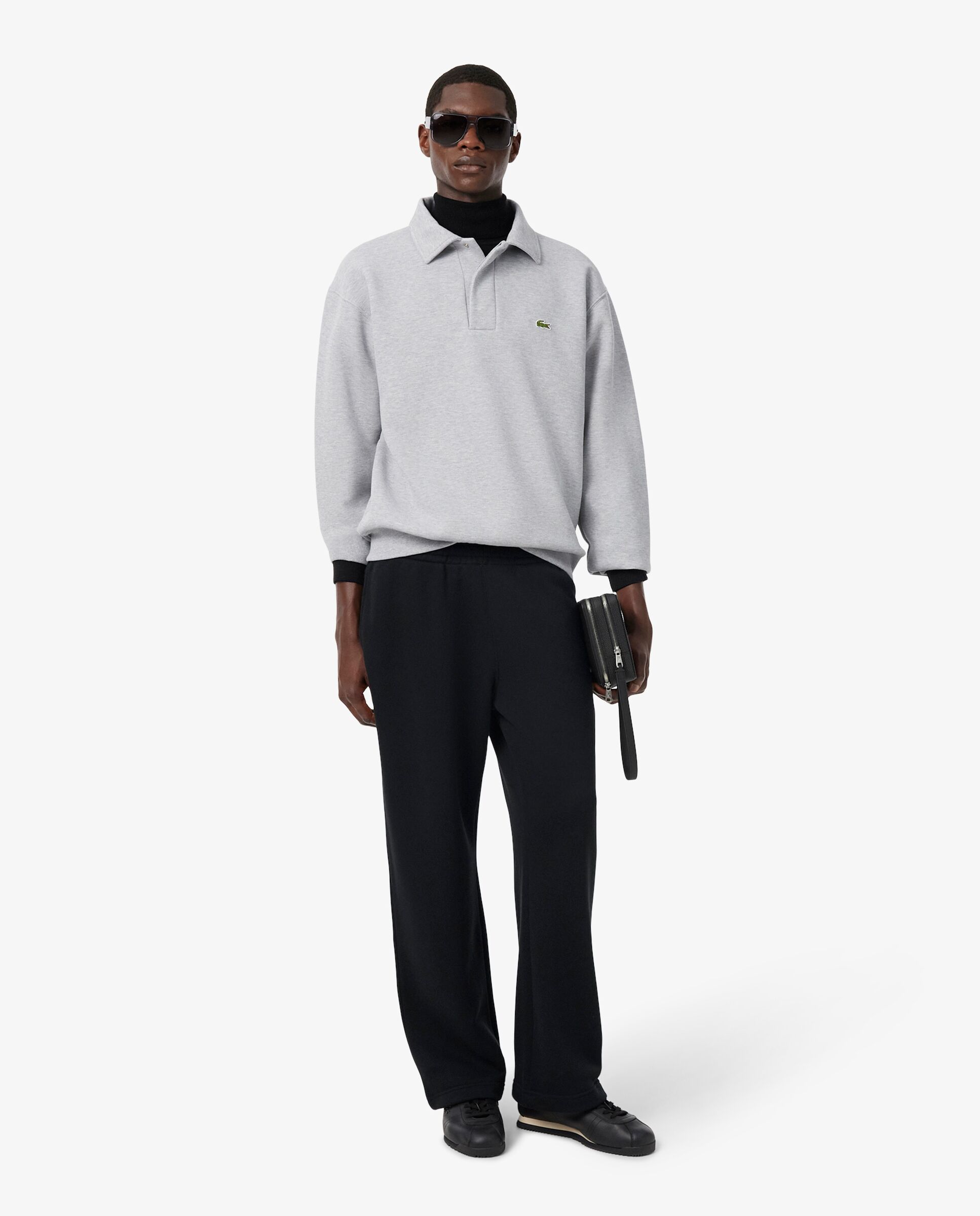Pantalón unisex de chándal unisex de felpa de corte amplio en marrón - Lacoste - Negro Negro-4
