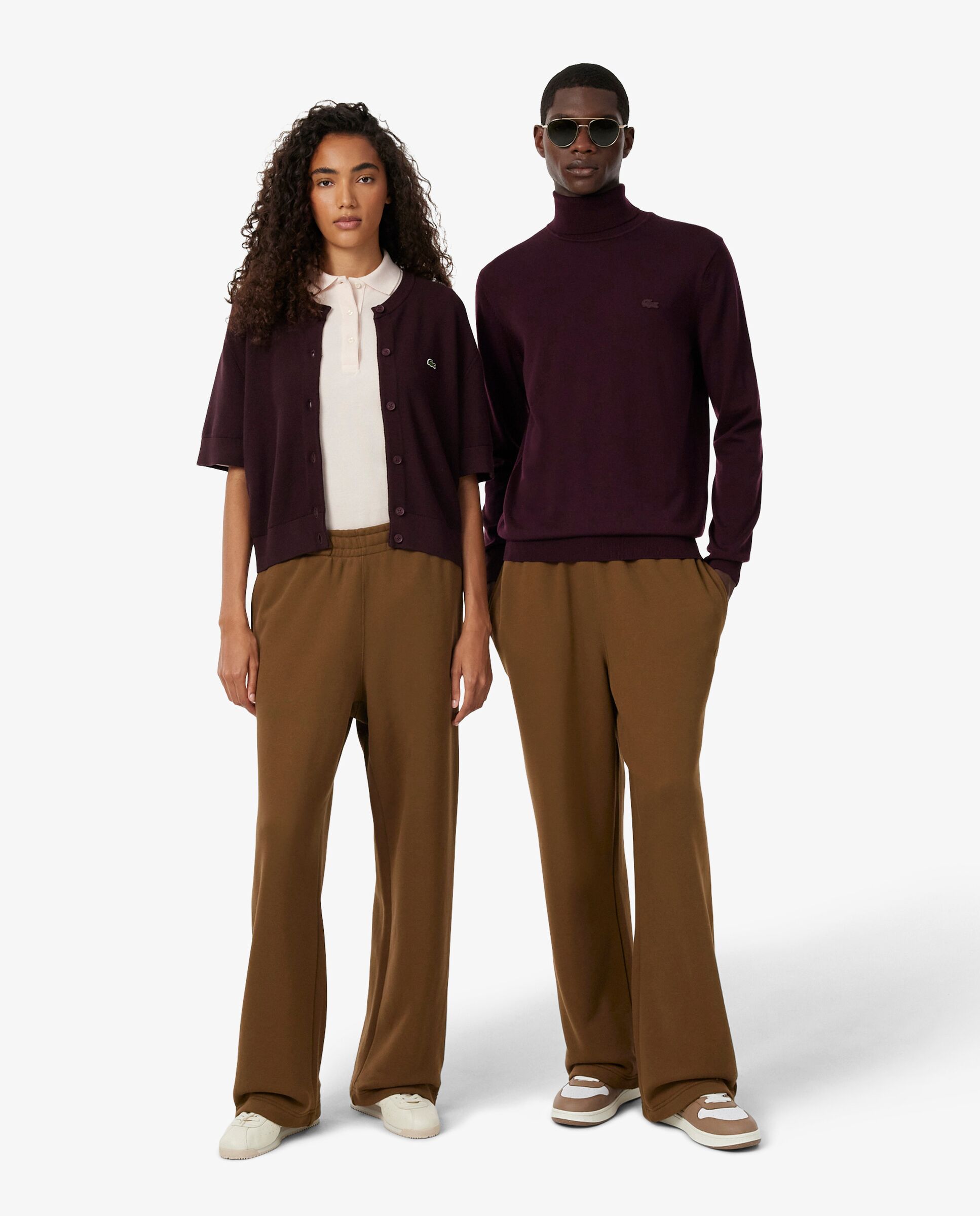 Pantalón unisex de chándal unisex de felpa de corte amplio en - Lacoste - Marrón Marrón-1