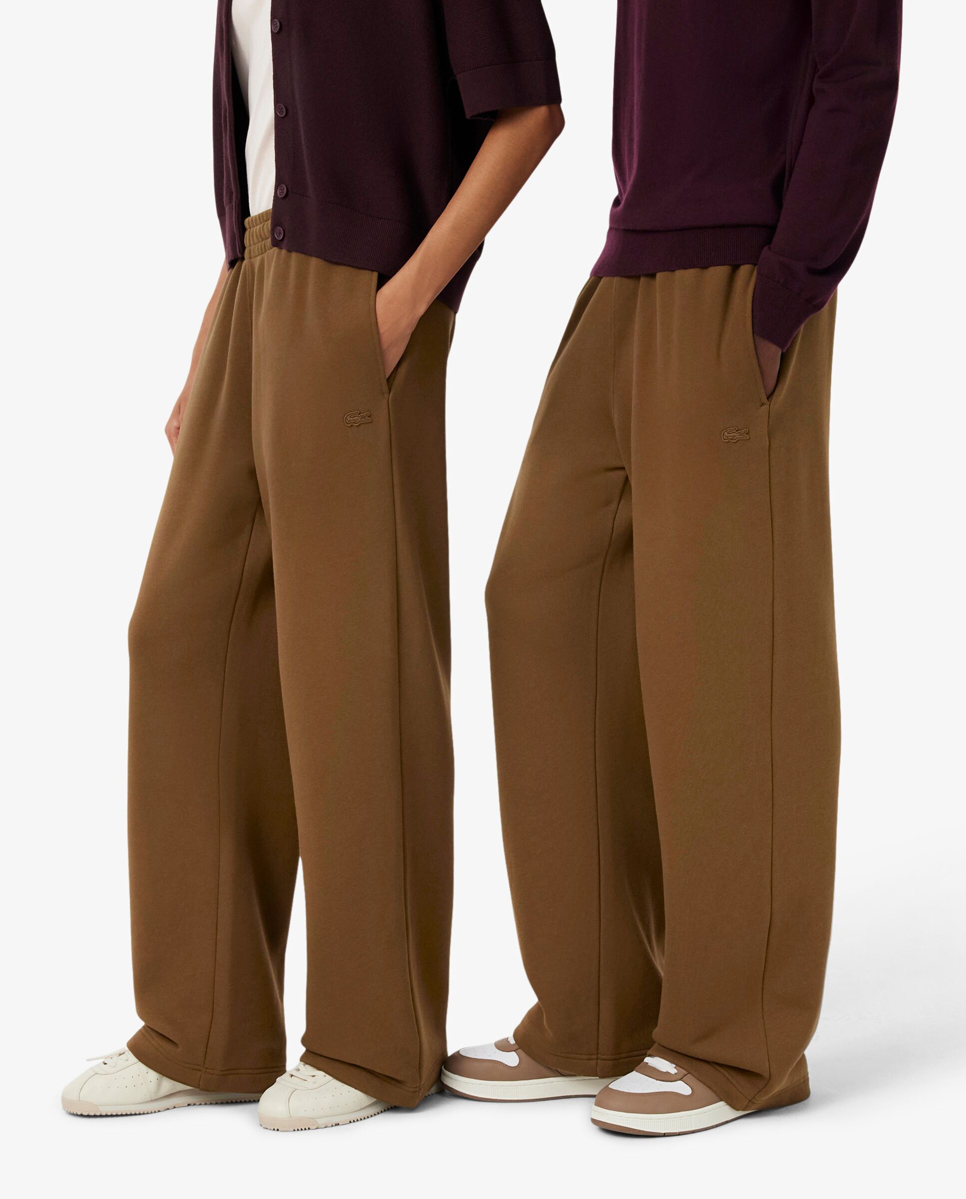 Pantalón unisex de chándal unisex de felpa de corte amplio en - Lacoste - Marrón Marrón-3