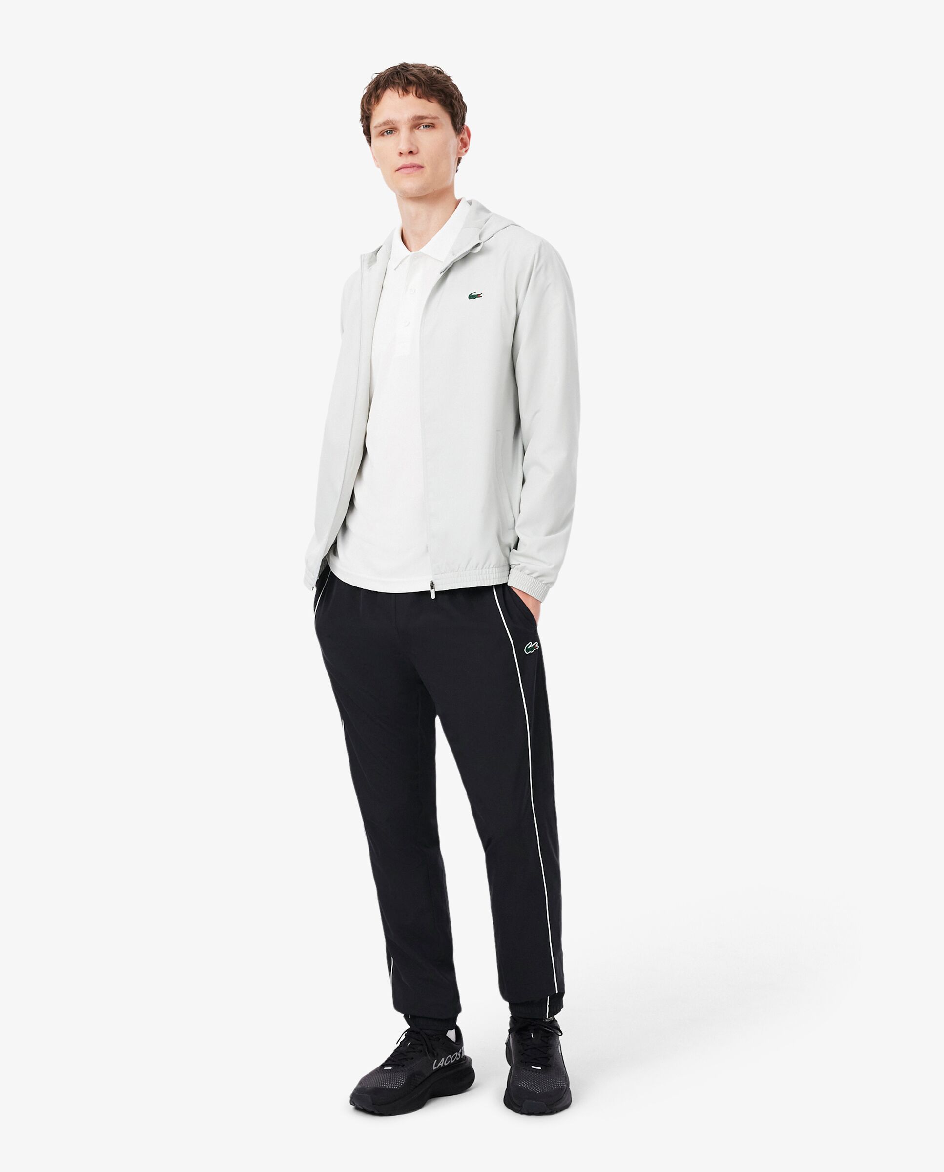 Pantalón de hombre de chándal de hombre deportivo hidrófugo con ribete en contraste en - Lacoste - Blanco Blanco-4