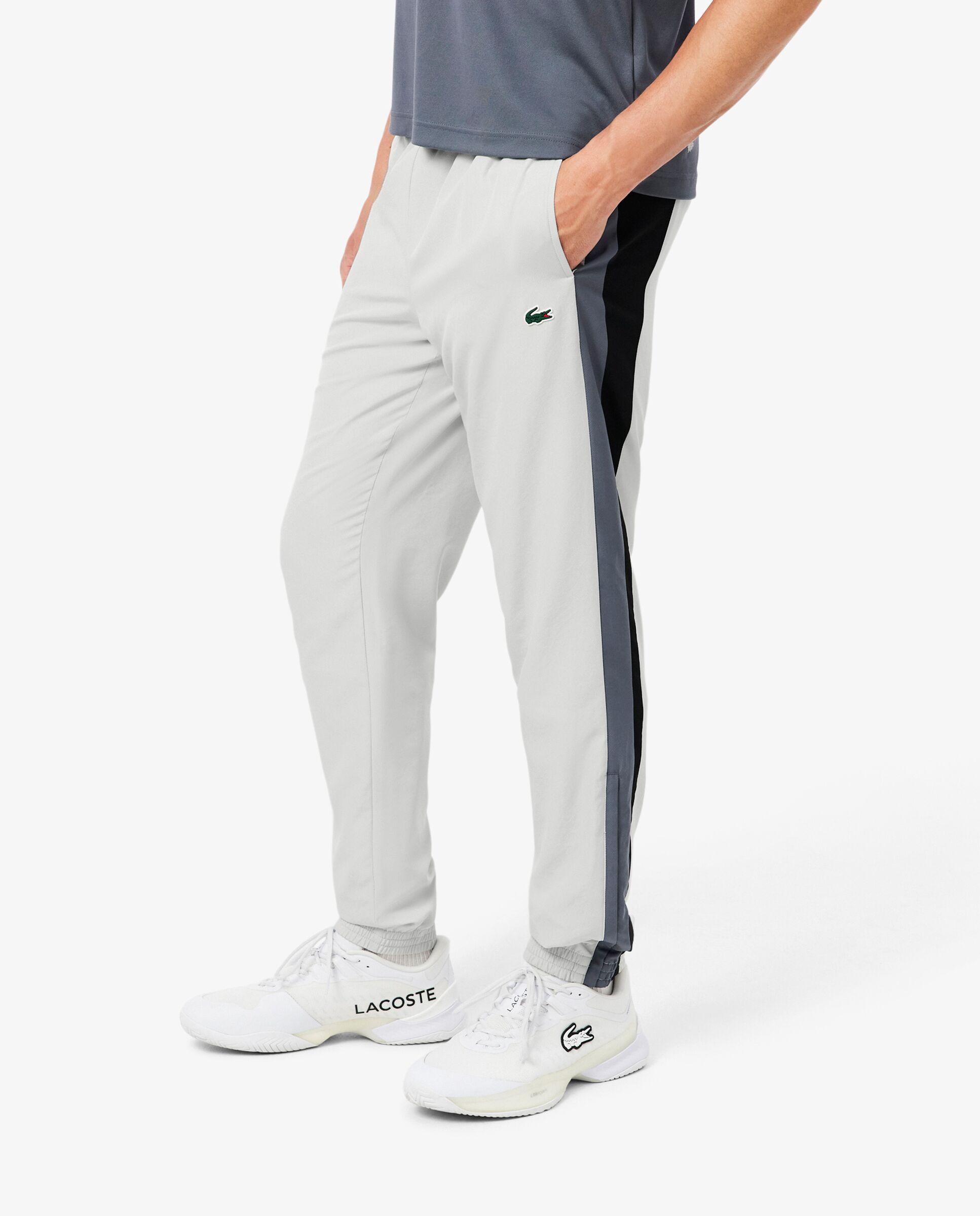 Pantalón de hombre de chándal de hombre deportivo con bloques de color en - Lacoste - Gris Gris-3