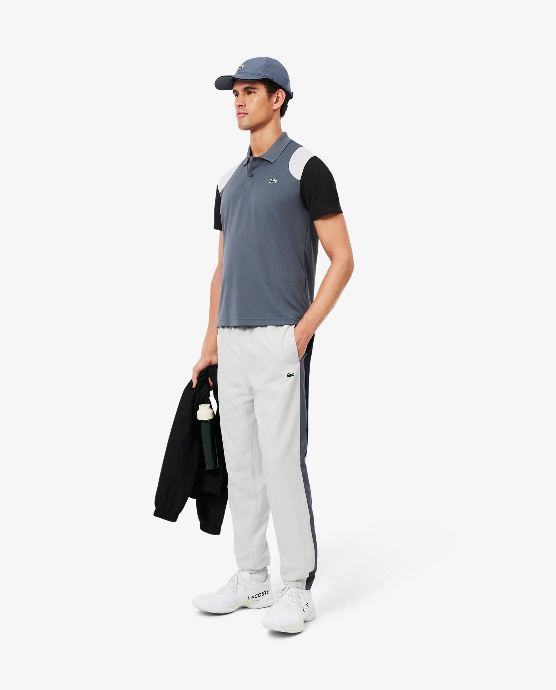 Pantalón de hombre de chándal de hombre deportivo con bloques de color en - Lacoste - Gris Gris-4