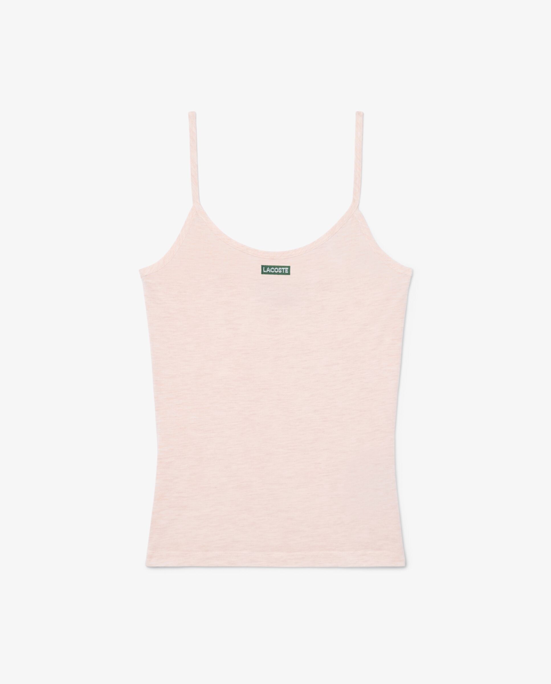 Camiseta de mujer de tirantes de punto de corte ajustado con insignia en negro de manga corta - Lacoste - Negro Negro-6
