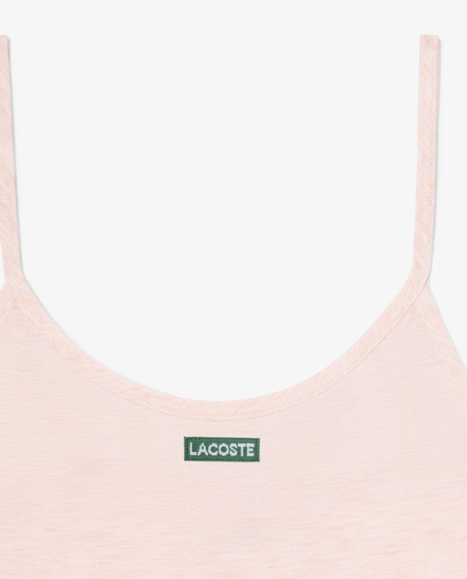 Camiseta de mujer de tirantes de punto de corte ajustado con insignia en negro de manga corta - Lacoste - Negro Negro-5