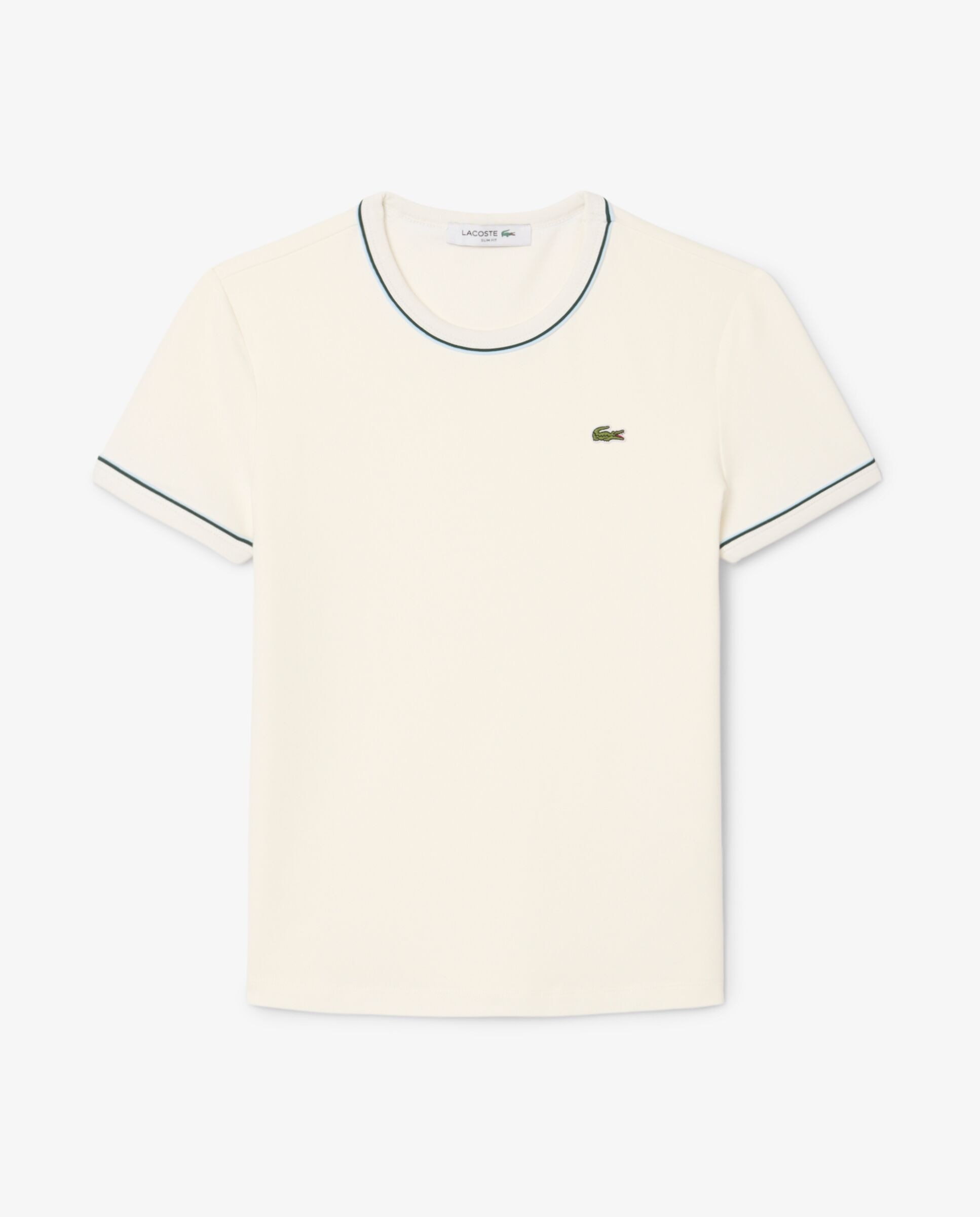Camiseta de mujer de punto con ribete en contraste de manga corta - Lacoste - Blanco Blanco-6