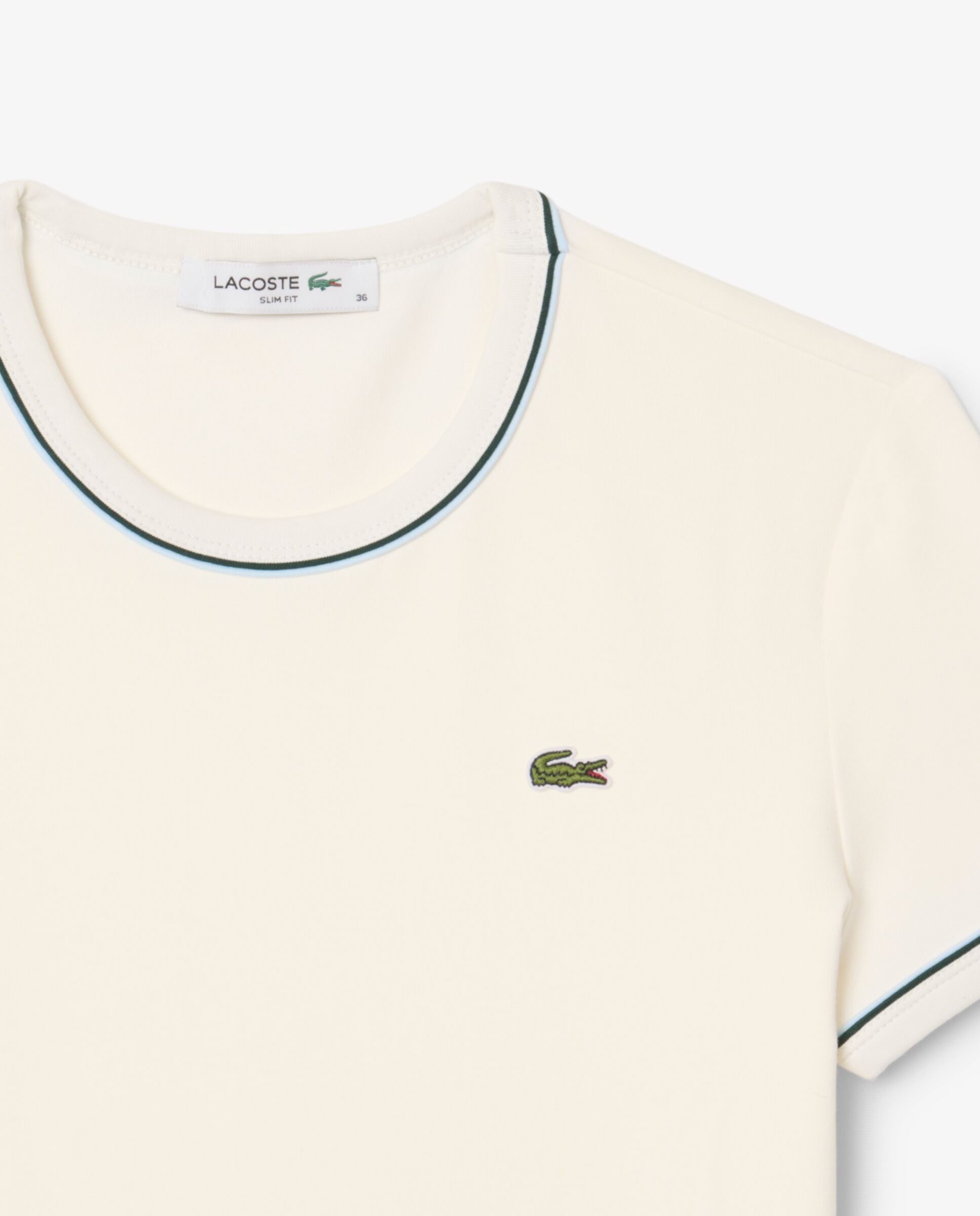 Camiseta de mujer de punto con ribete en contraste de manga corta - Lacoste - Blanco Blanco-5