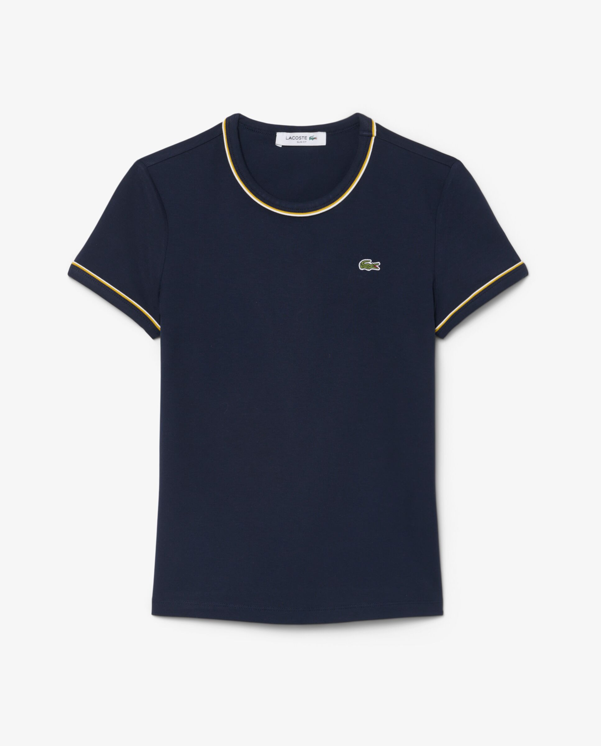 Camiseta de mujer de punto con ribete en contraste de manga corta - Lacoste - Amarillo Amarillo-6