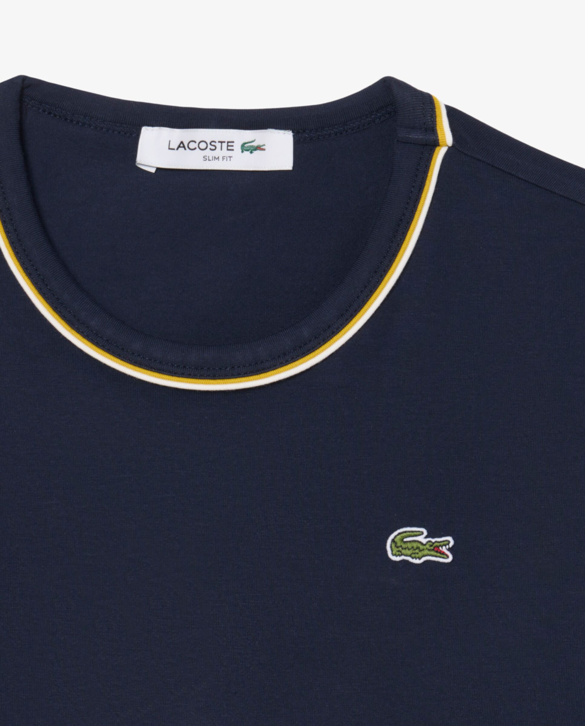 Camiseta de mujer de punto con ribete en contraste de manga corta - Lacoste - Amarillo Amarillo-5