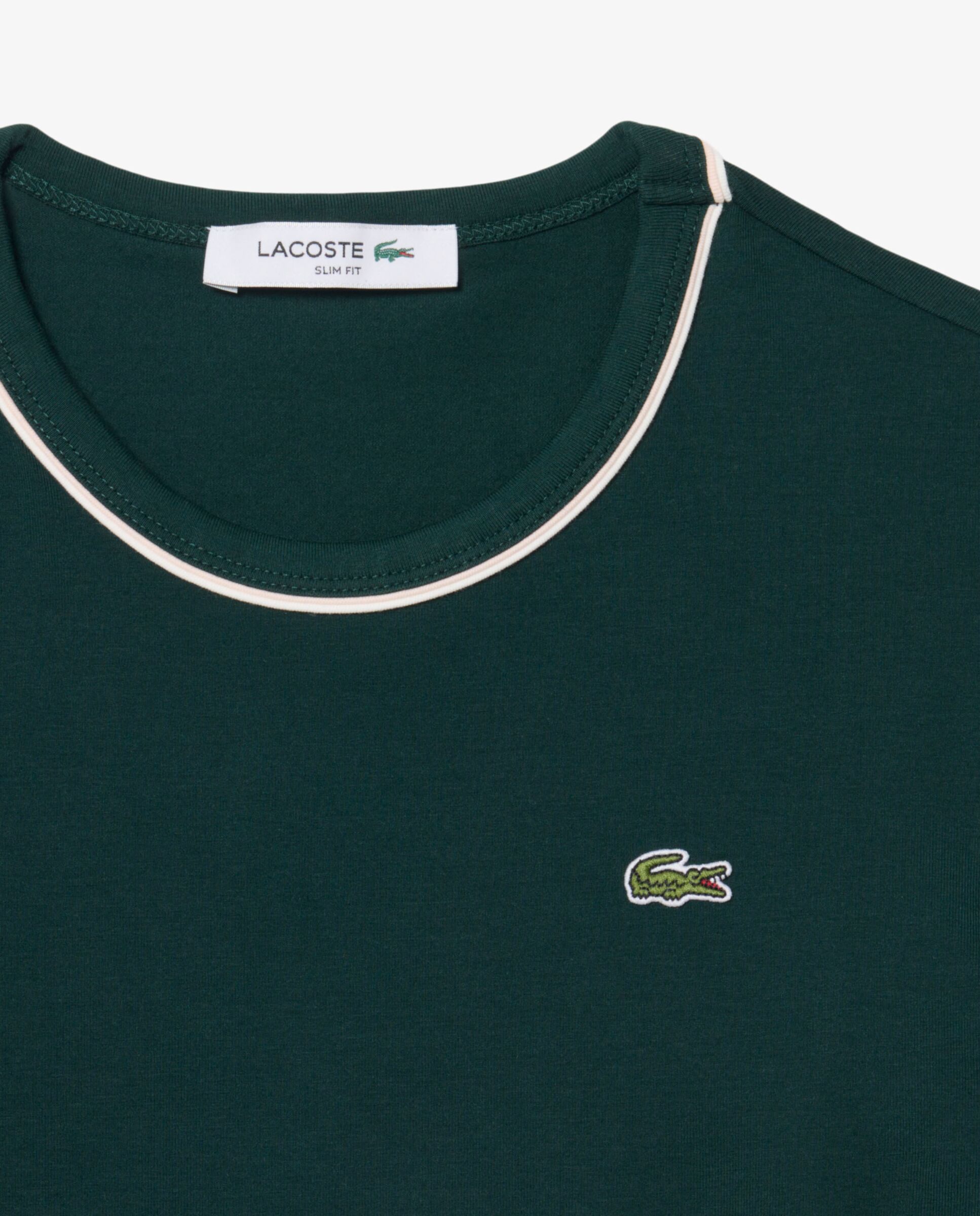 Camiseta de mujer de punto con ribete en contraste de manga corta - Lacoste - Verde Verde-5