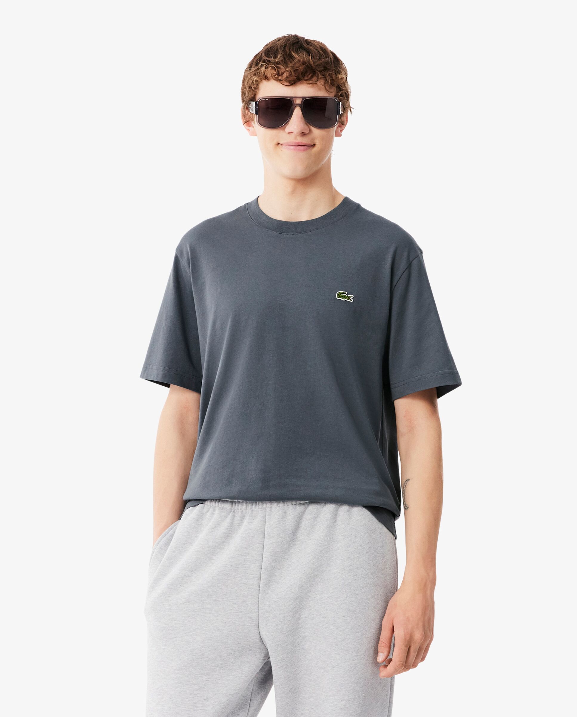 Camiseta de hombre de algodón de manga corta - Lacoste - Gris Gris-1