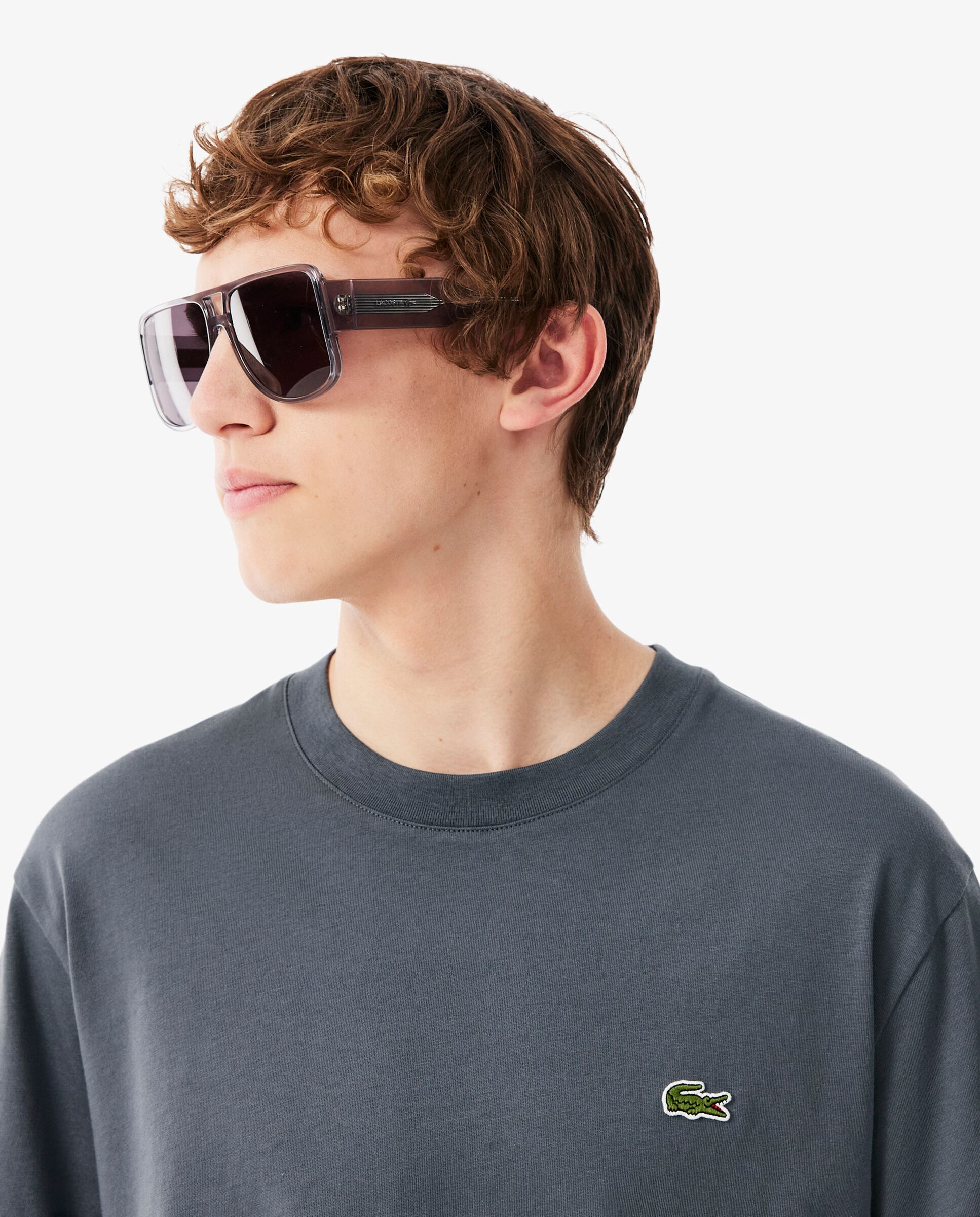 Camiseta de hombre de algodón de manga corta - Lacoste - Gris Gris-3