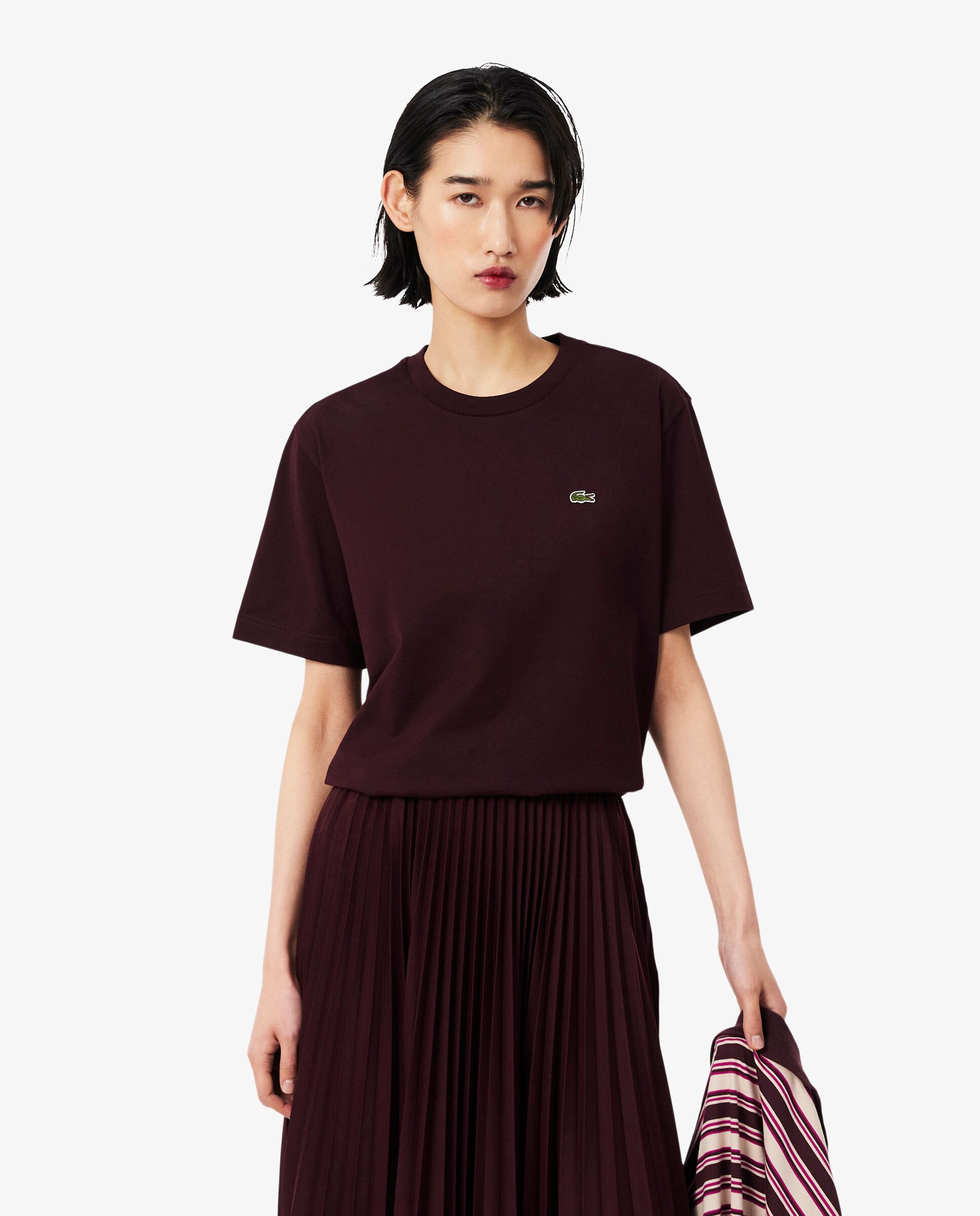 Imagen 0 de Camiseta de mujer de corte holgado de algodón suave de manga corta Marrón
