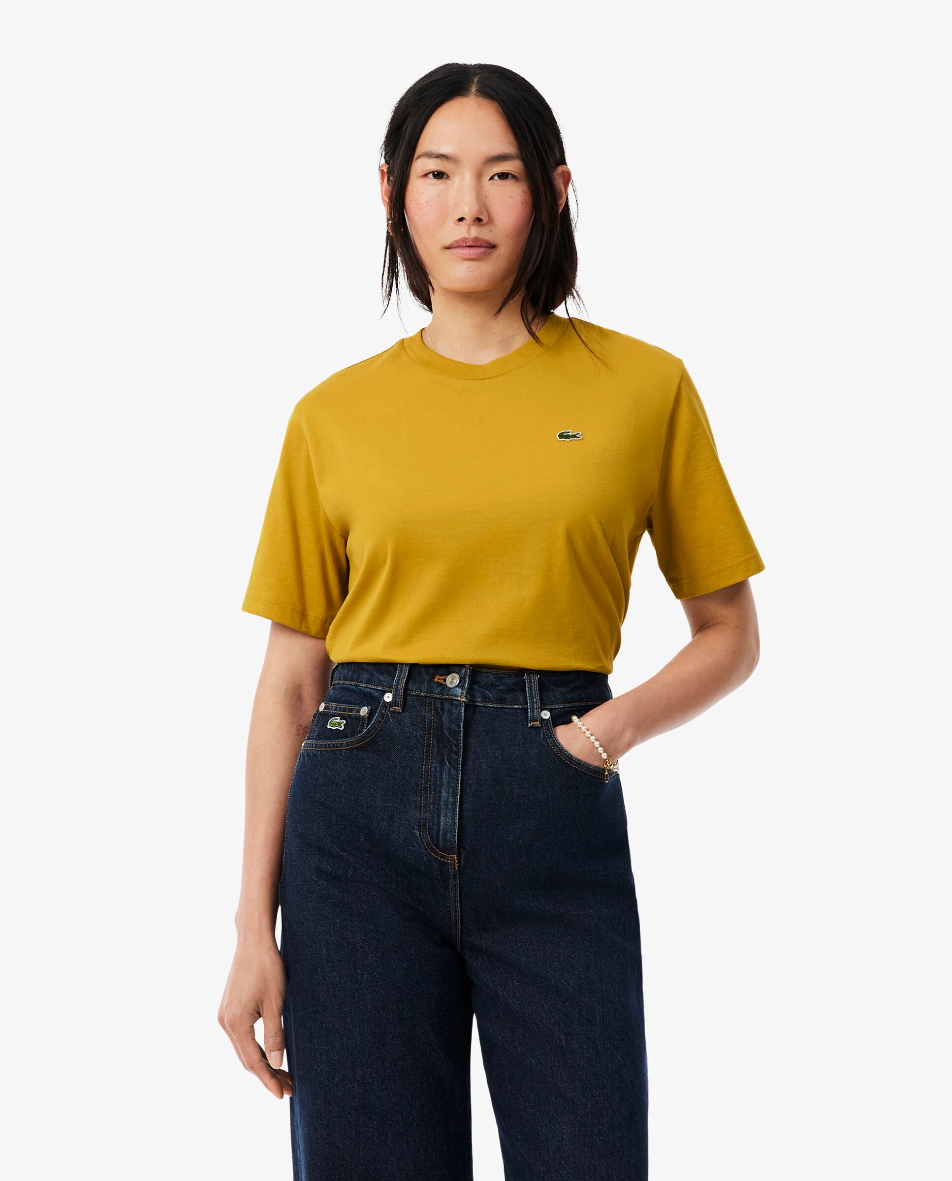 Imagen 0 de Camiseta de mujer de corte holgado de algodón suave de manga corta Amarillo