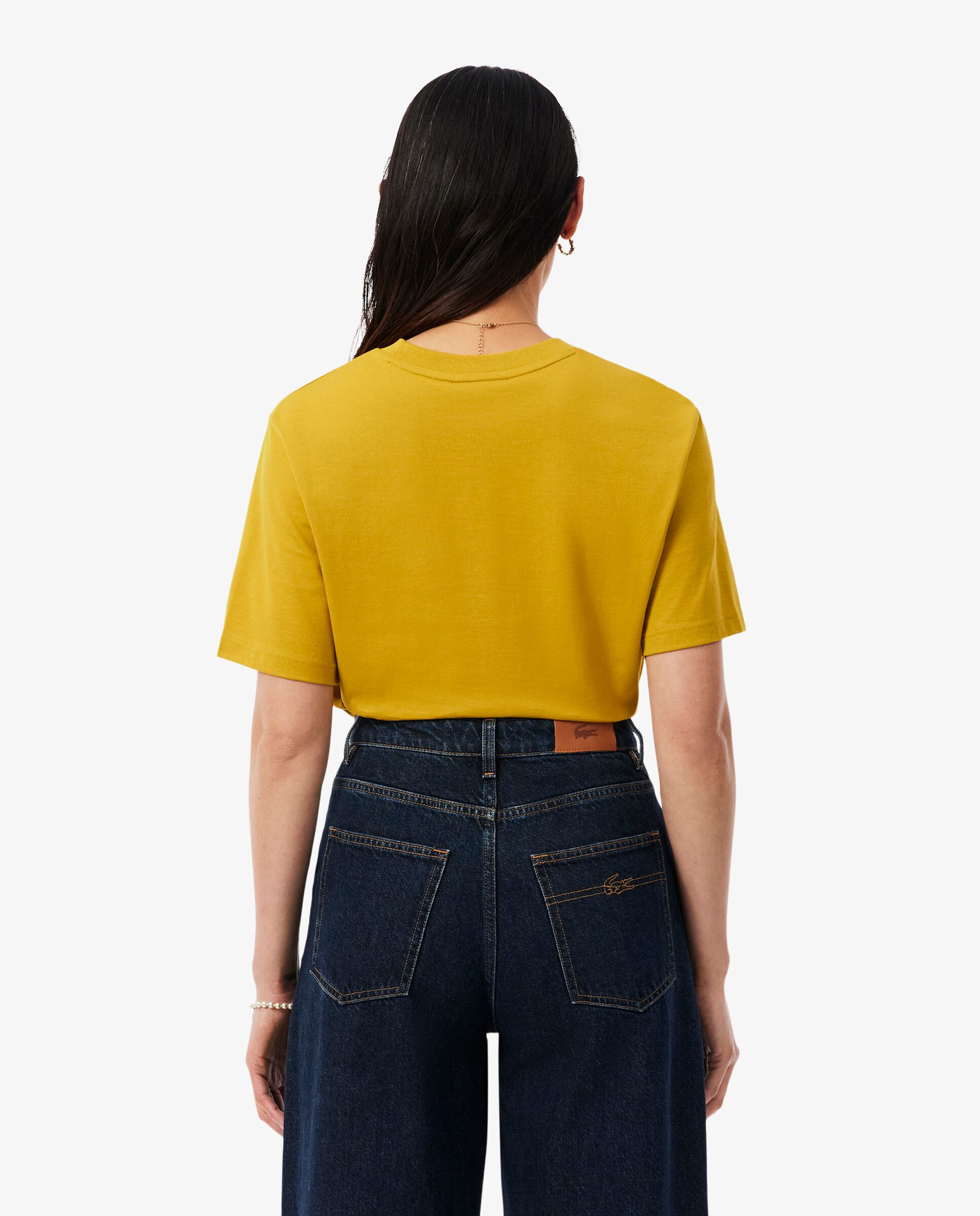 Camiseta de mujer de corte holgado de algodón suave de manga corta - Lacoste - Amarillo Amarillo-2