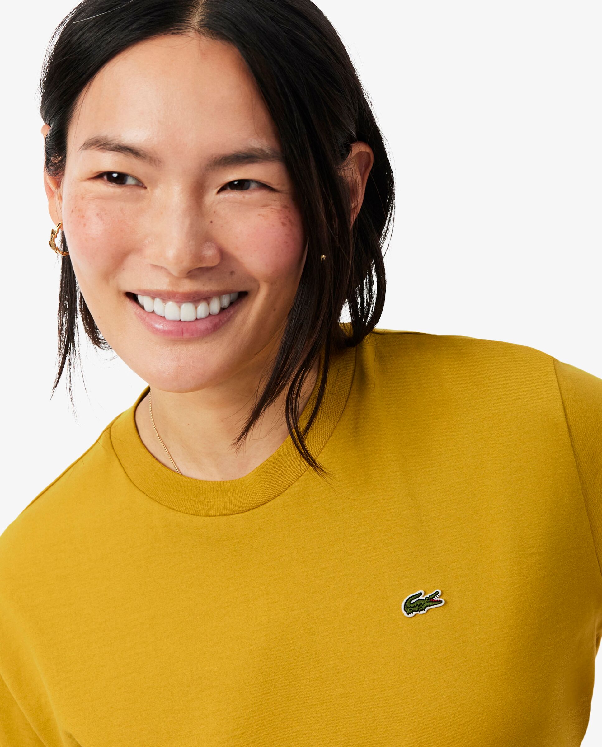 Camiseta de mujer de corte holgado de algodón suave de manga corta - Lacoste - Amarillo Amarillo-3