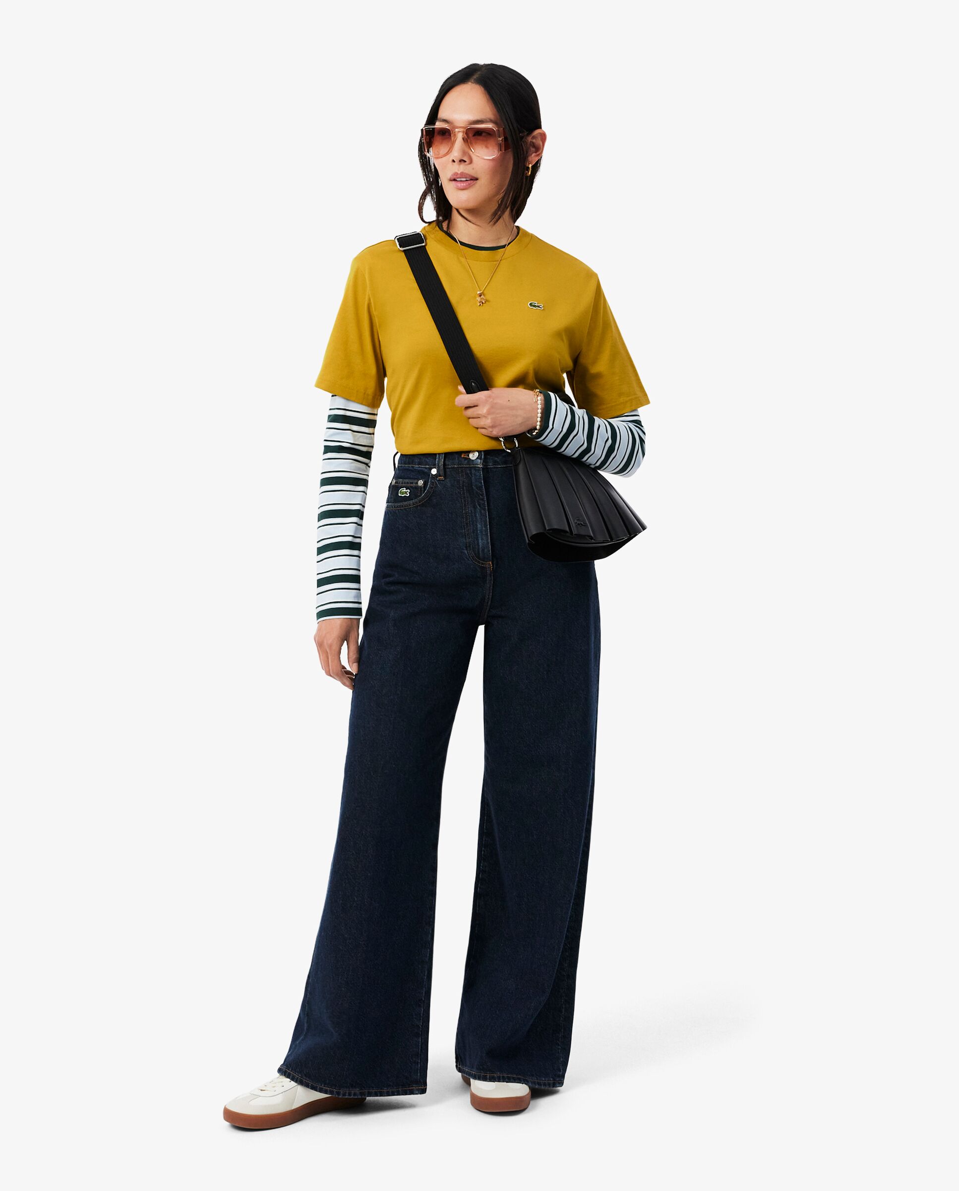 Camiseta de mujer de corte holgado de algodón suave de manga corta - Lacoste - Amarillo Amarillo-4
