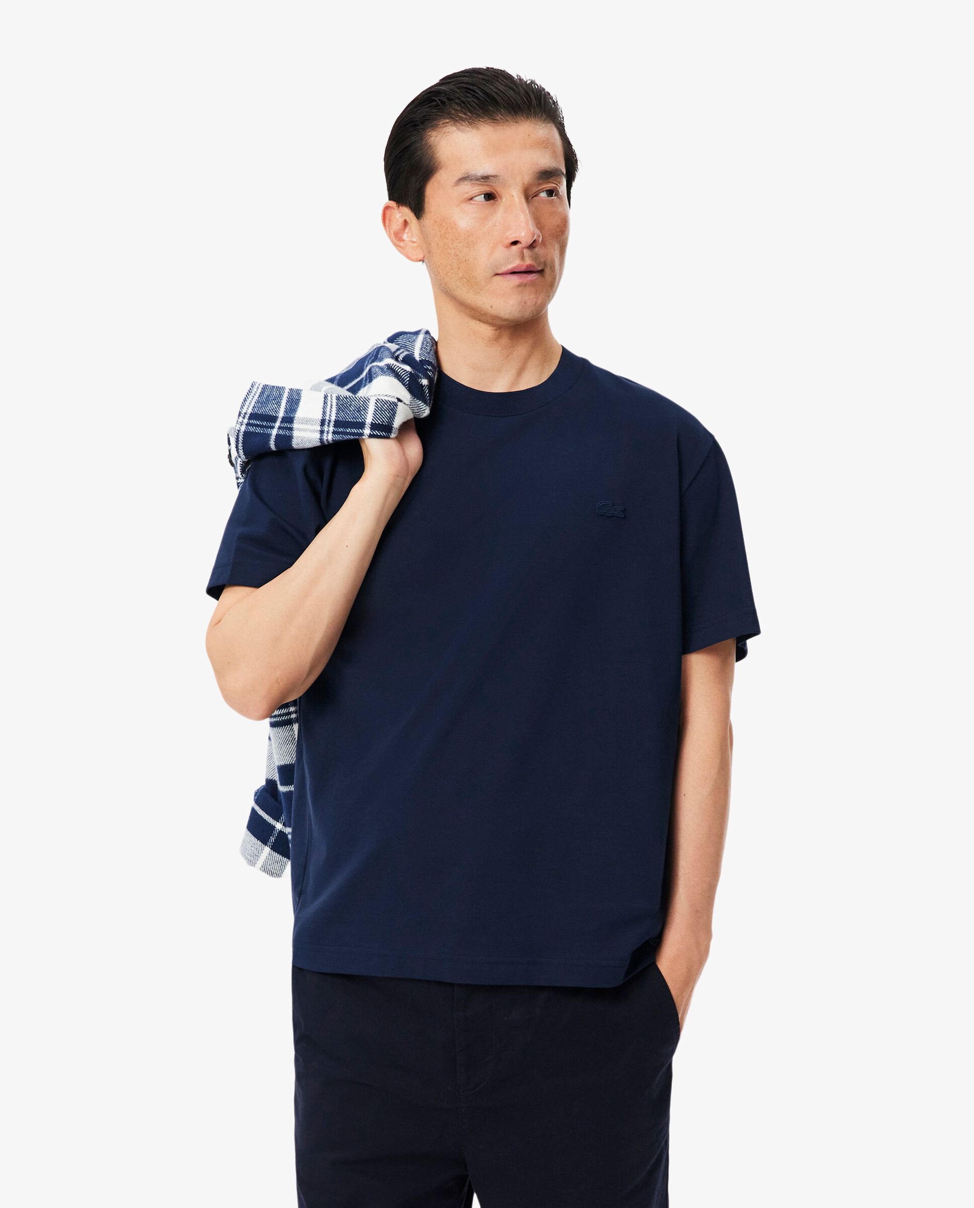Camiseta de hombre de piqué de algodón pima en azul de manga corta - Lacoste - Azul marino Azul marino-1
