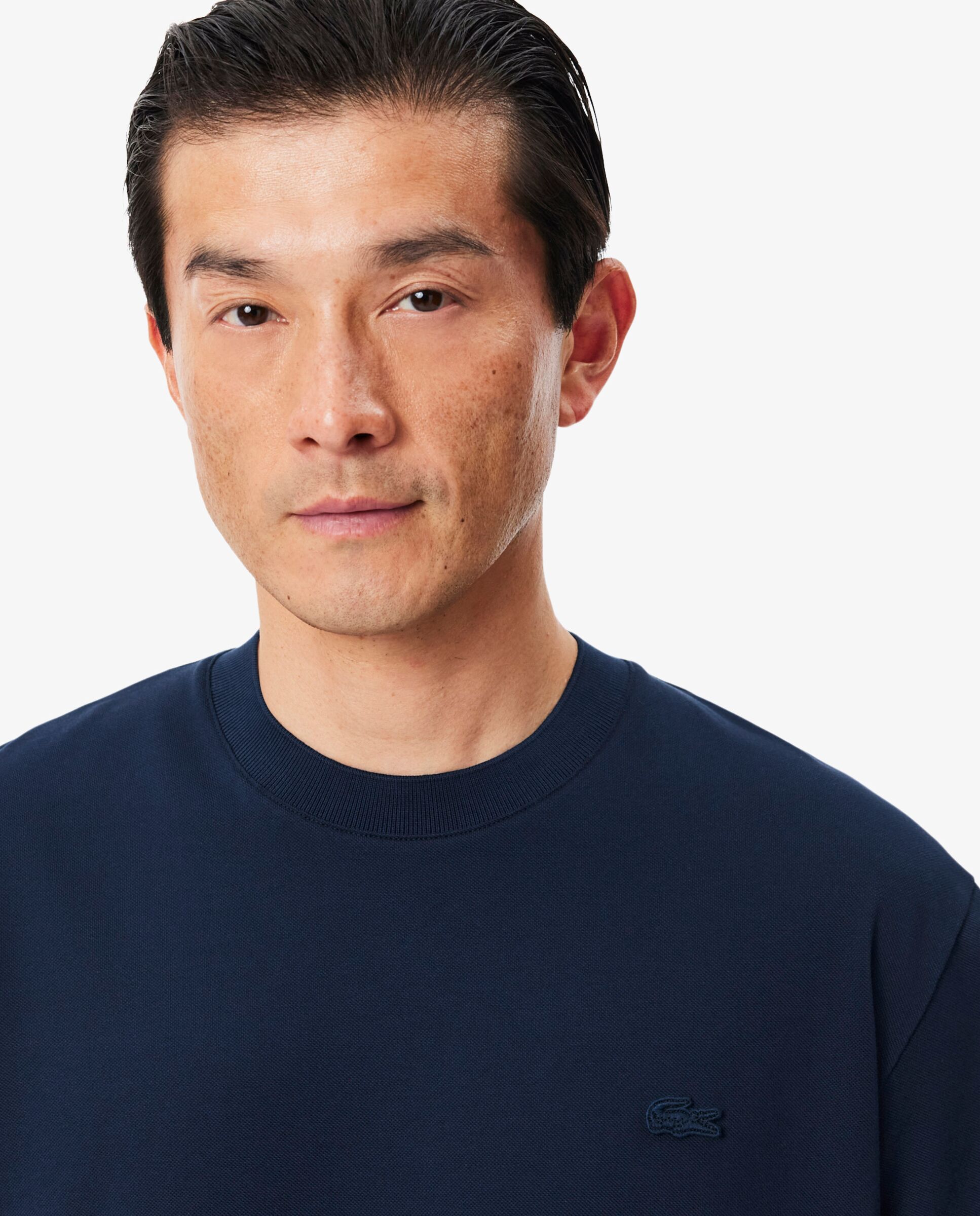 Camiseta de hombre de piqué de algodón pima en azul de manga corta - Lacoste - Azul marino Azul marino-3