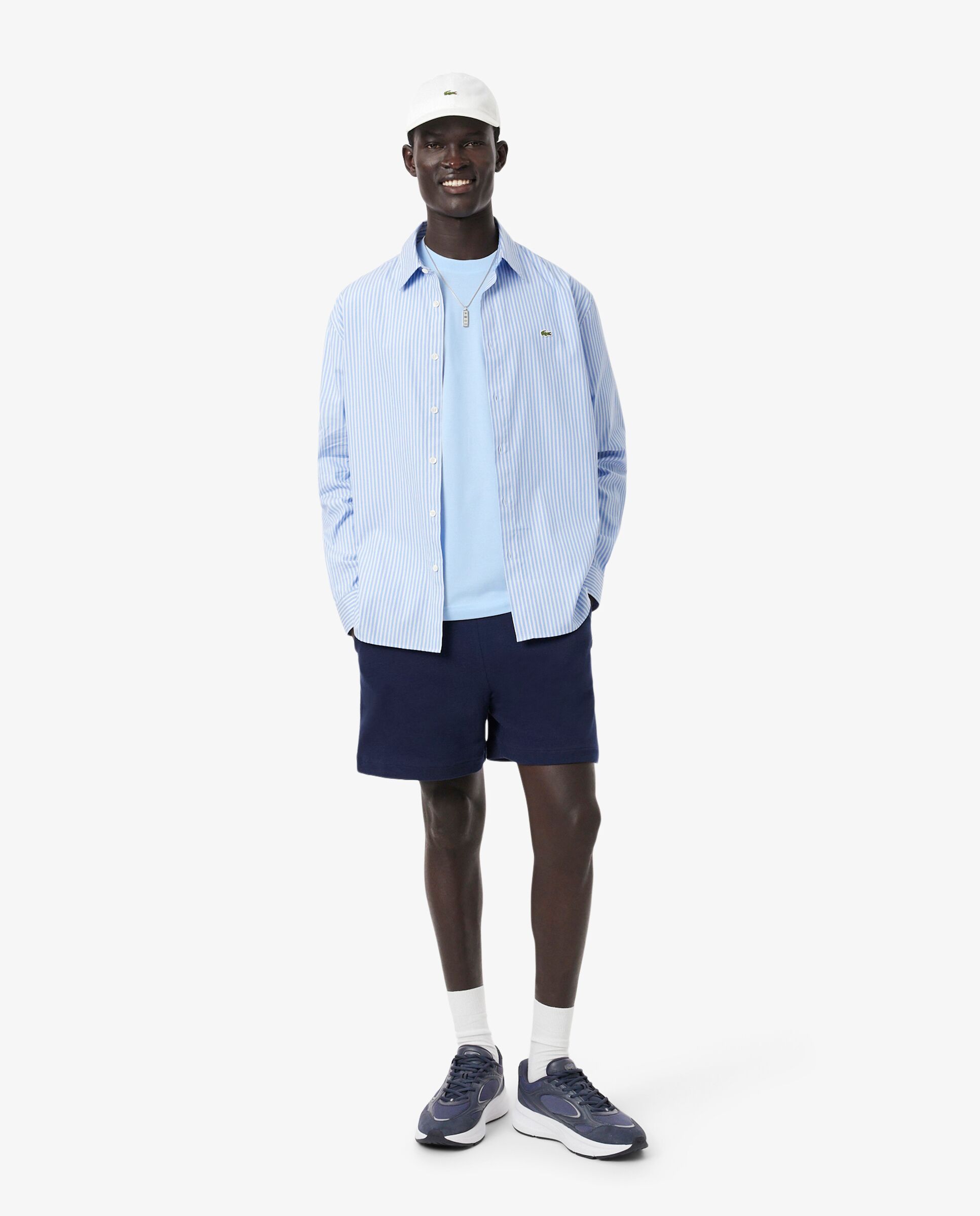 Camiseta de hombre de piqué de algodón pima en azul de manga corta - Lacoste - Azul claro Azul claro-4