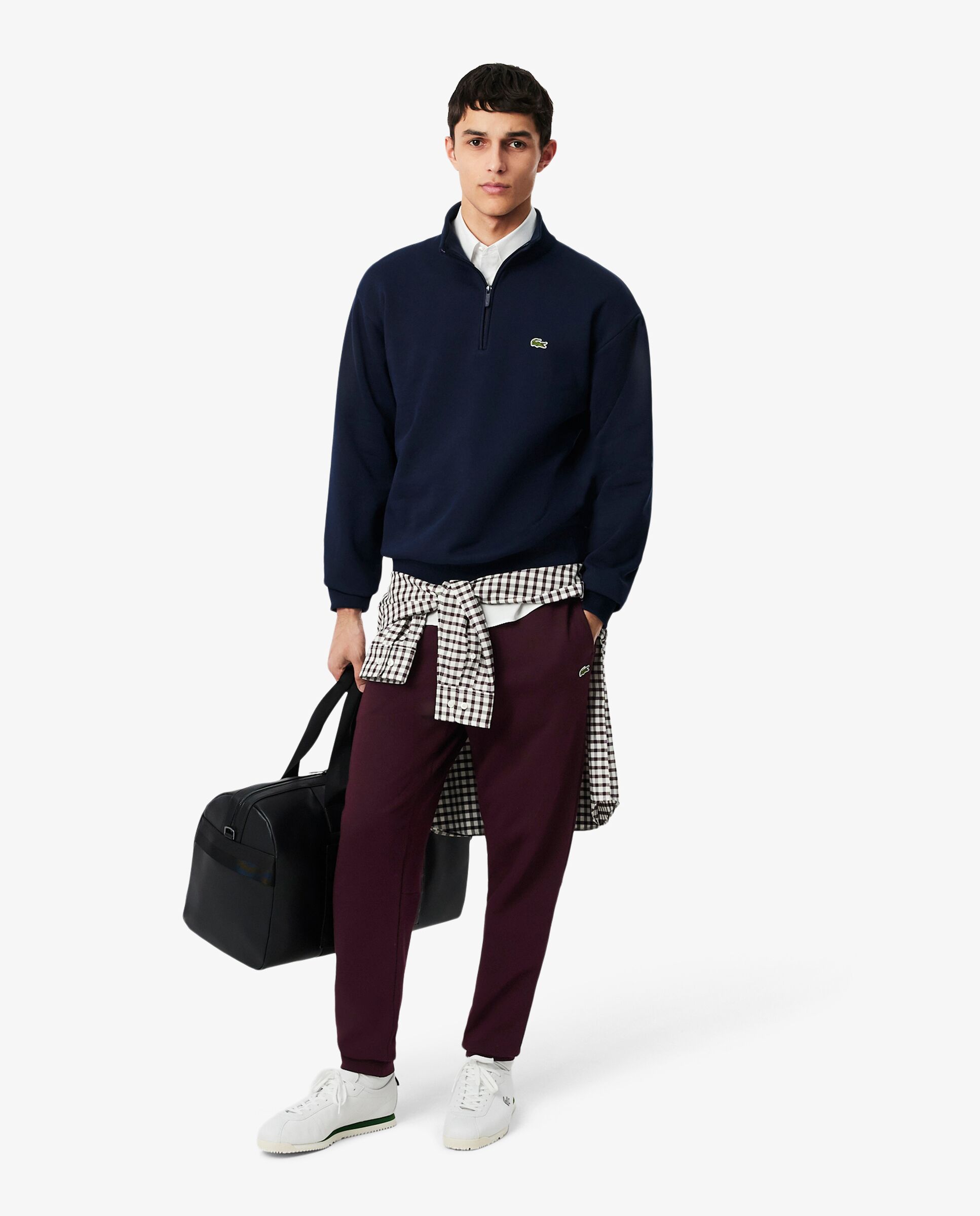 Pantalón de hombre de chándal con ribete de logotipo - Lacoste - Marrón Marrón-4