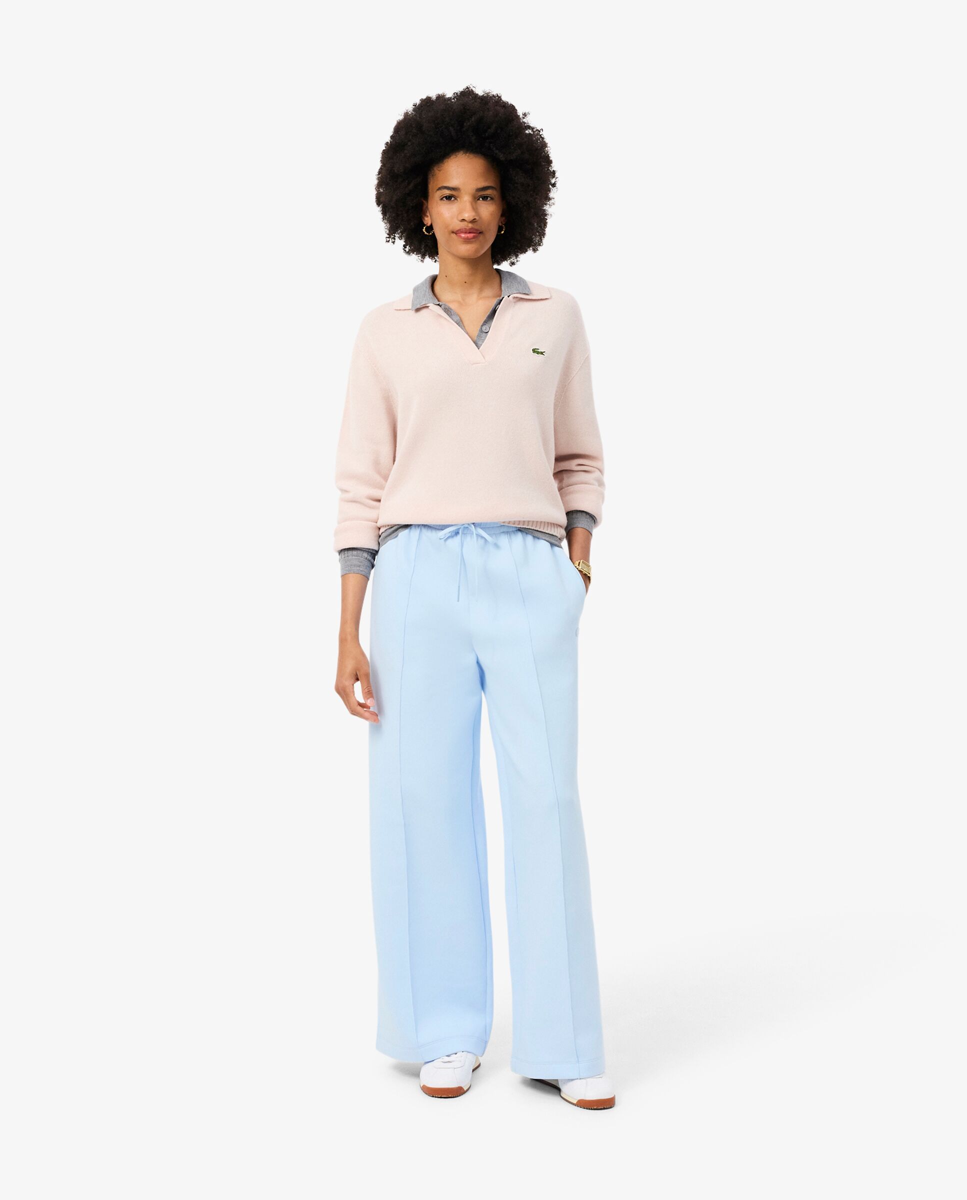 Pantalón de mujer de chándal de corte amplio de punto - Lacoste - Azul claro Azul claro-1