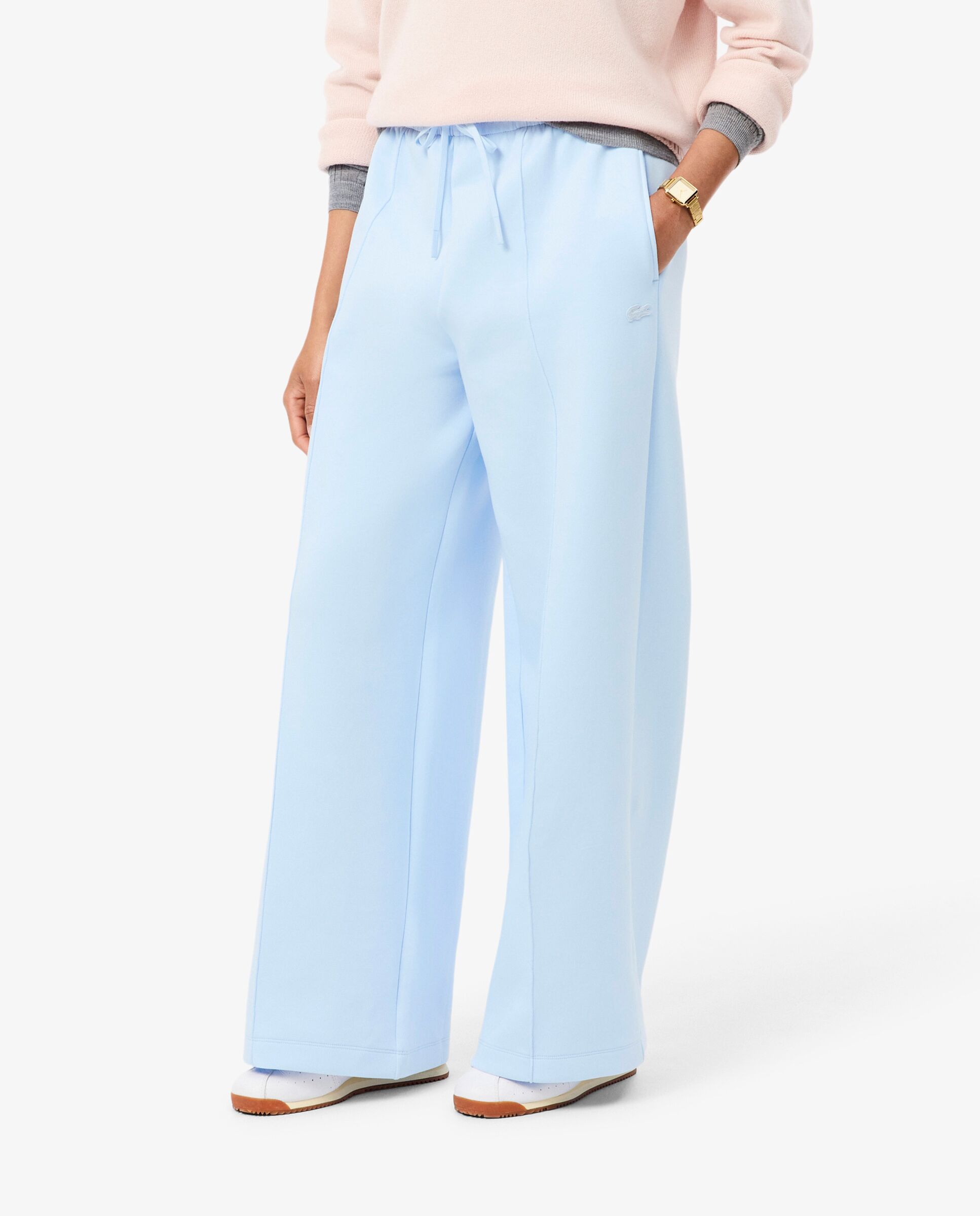 Pantalón de mujer de chándal de corte amplio de punto - Lacoste - Azul claro Azul claro-3