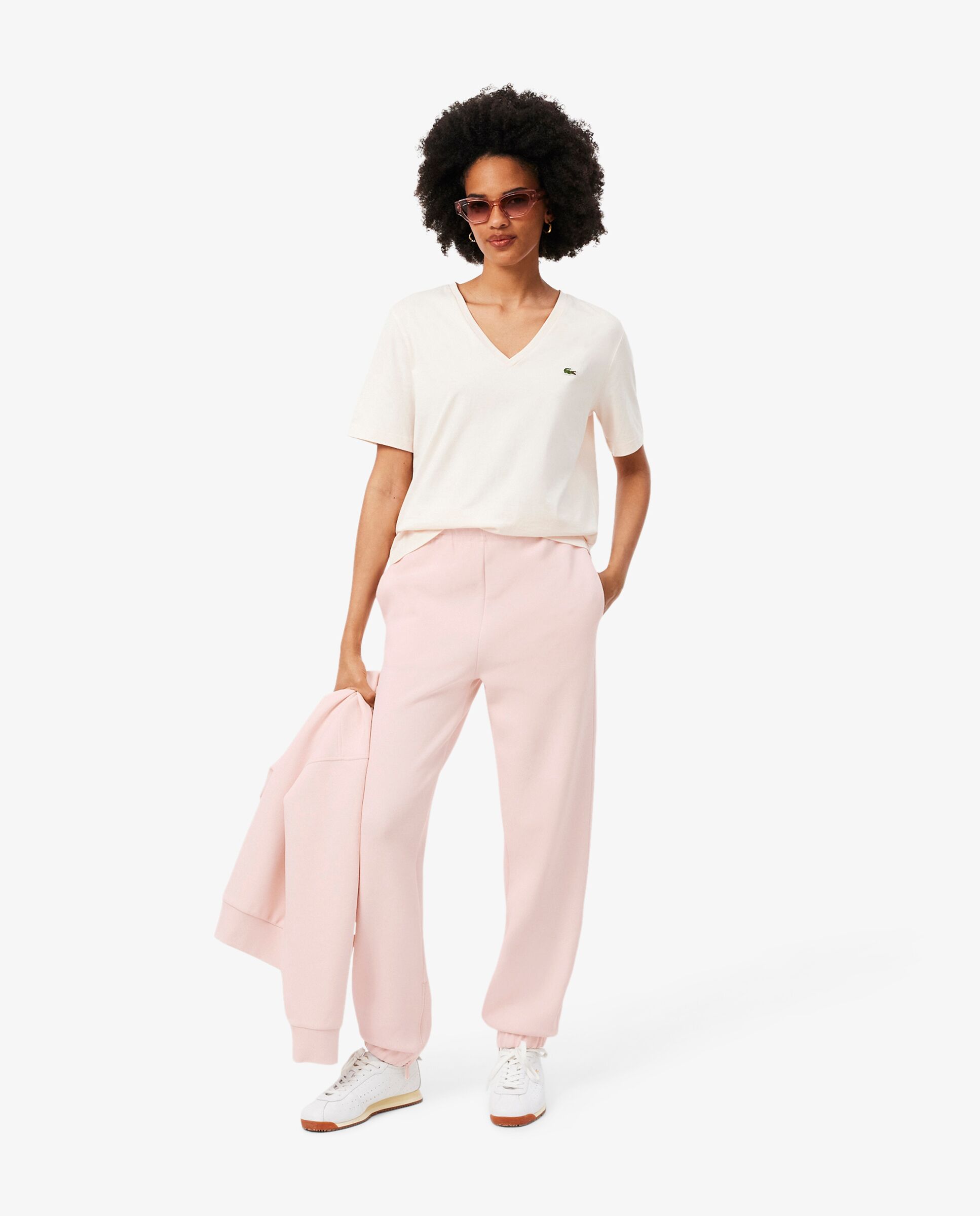 Pantalón de mujer de chándal de piqué - Lacoste - Rosa Rosa-4