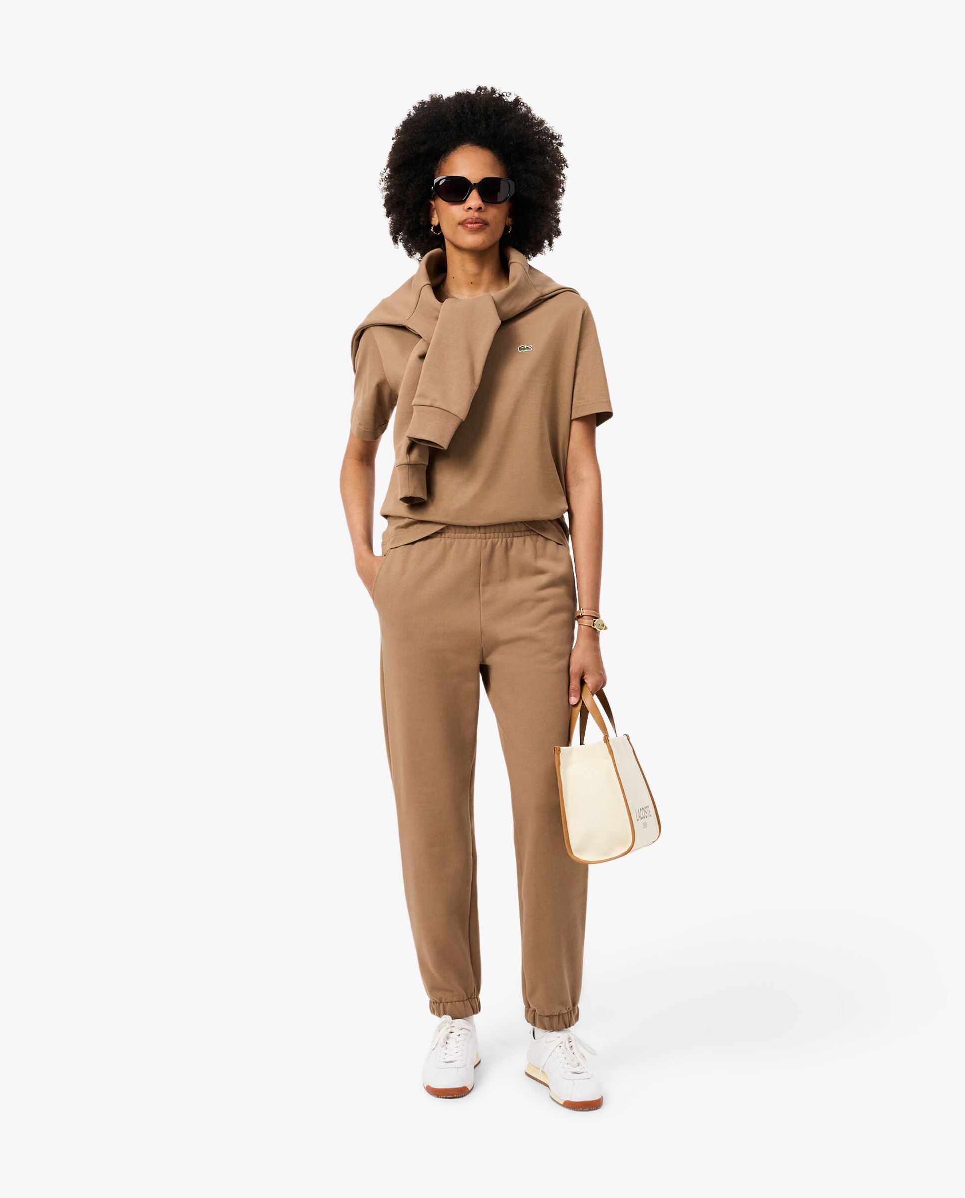 Pantalón de mujer de chándal de felpa - Lacoste - Marrón Marrón-4