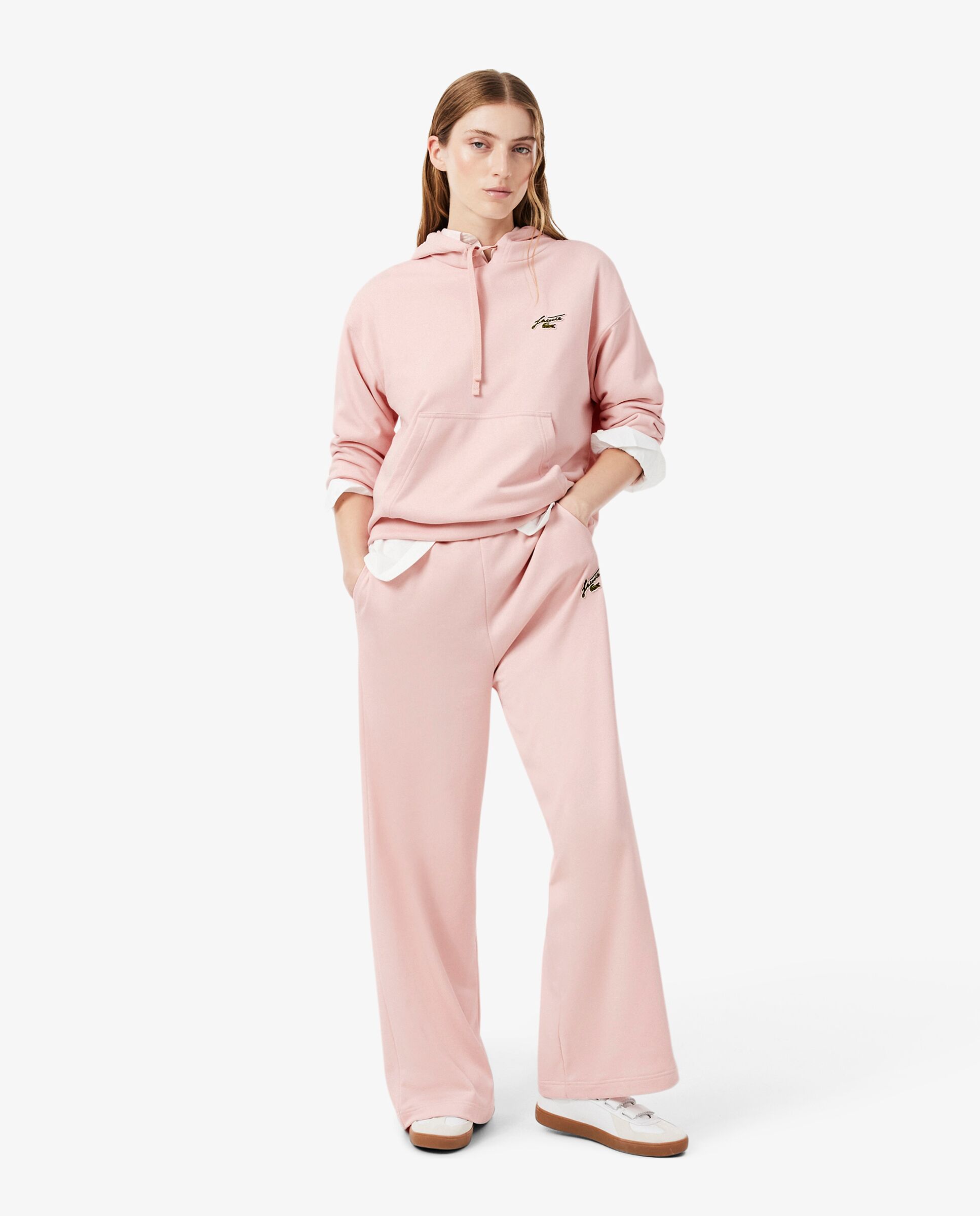 Pantalón de mujer de chándal acampanado de felpa en - Lacoste - Rosa Rosa-1