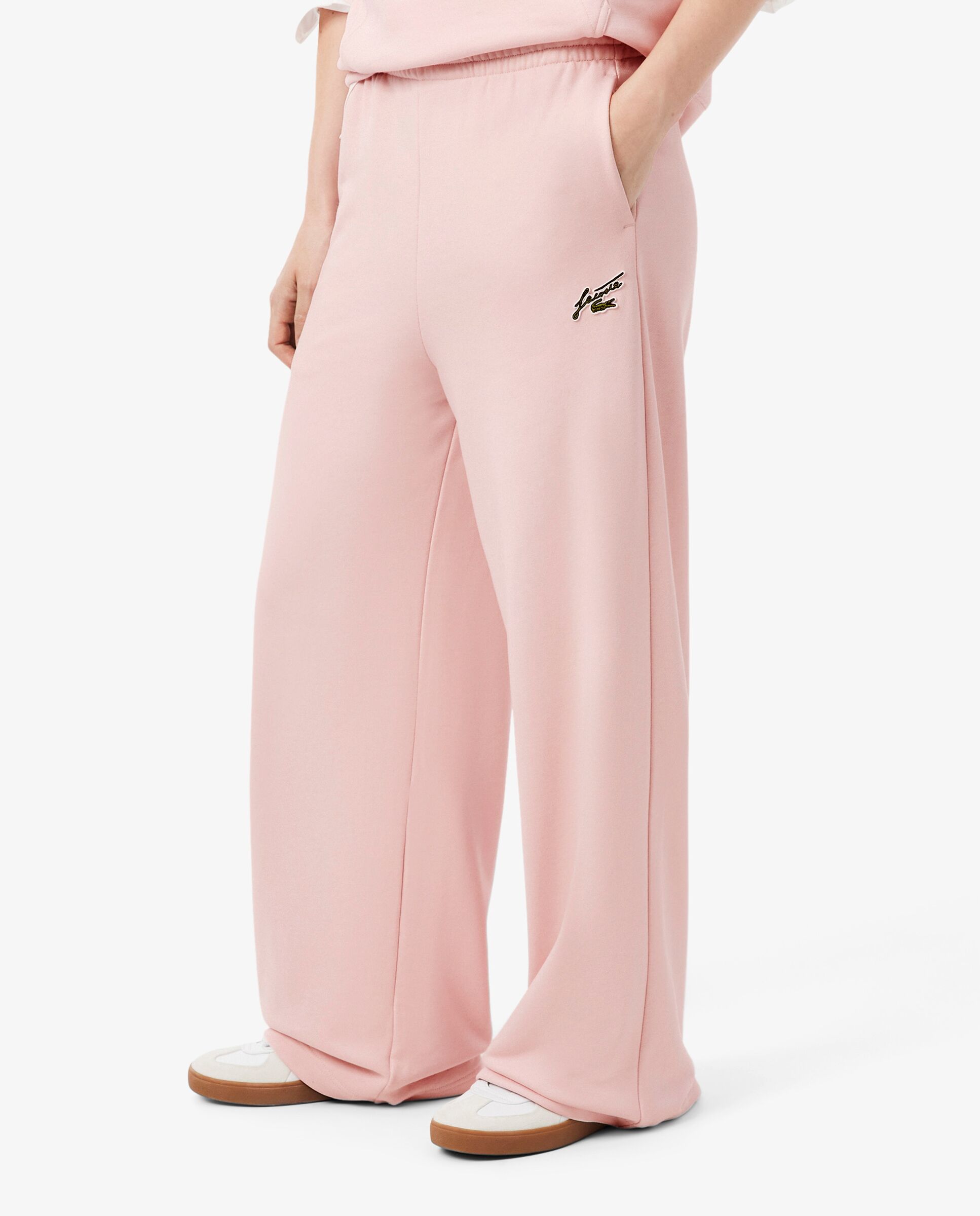 Pantalón de mujer de chándal acampanado de felpa en - Lacoste - Rosa Rosa-3