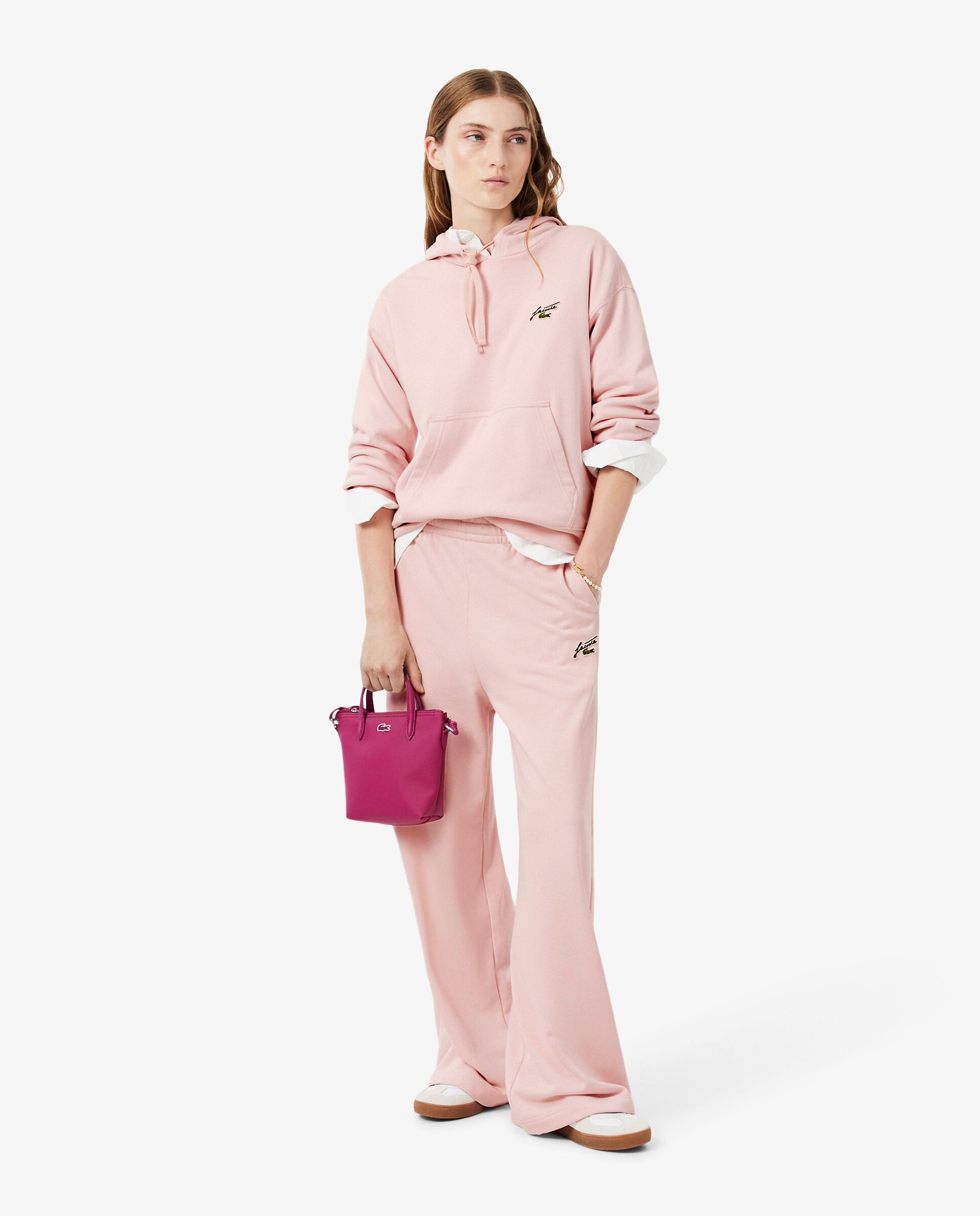 Pantalón de mujer de chándal acampanado de felpa en - Lacoste - Rosa Rosa-4
