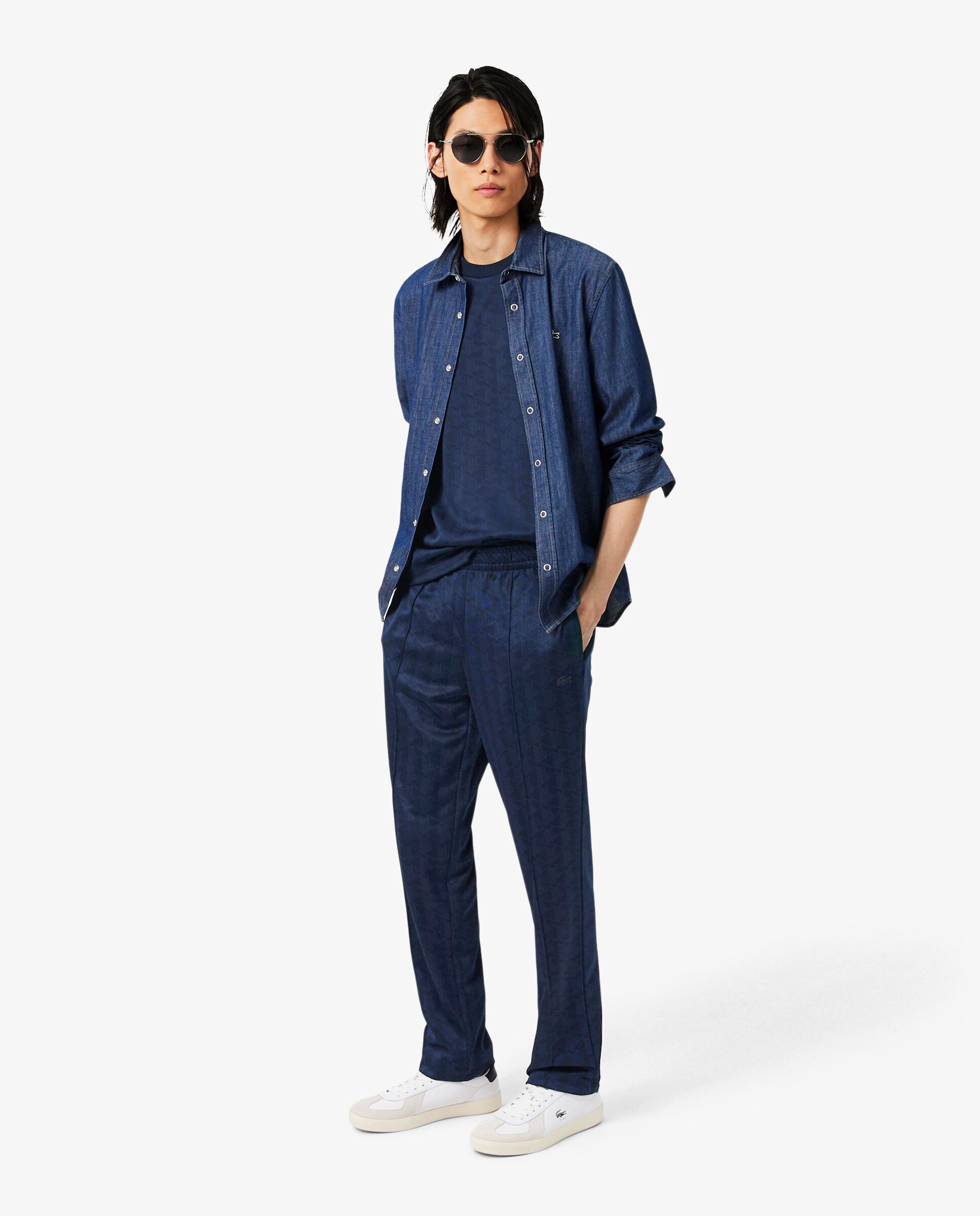 Imagen 1 de Pantalón de hombre de chándal de hombre de jacquard con monograma en azul - Lacoste - Azul marino Azul marino