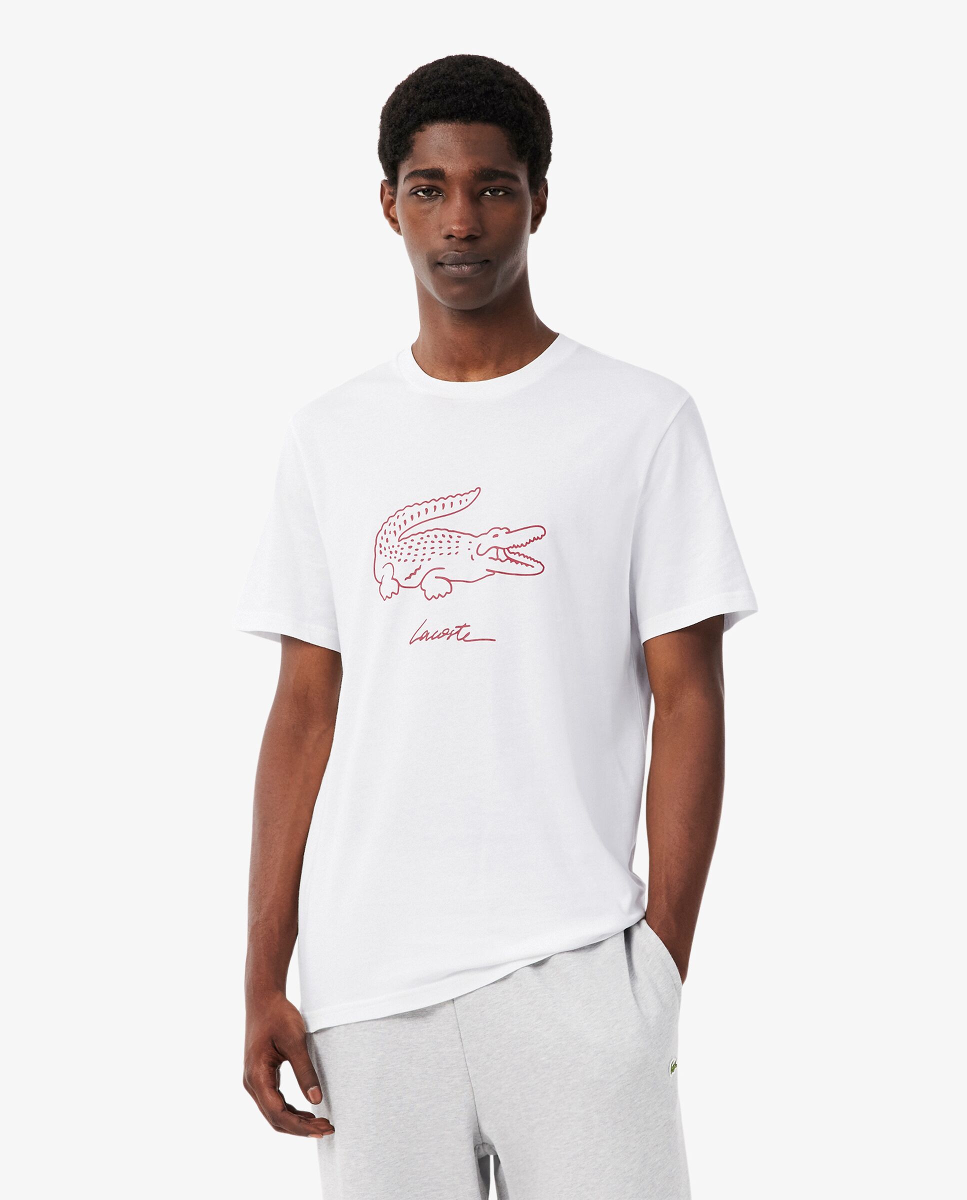 Imagen 0 de Camiseta de hombre de loungewear de algodón estampado en blanco de manga corta Blanco