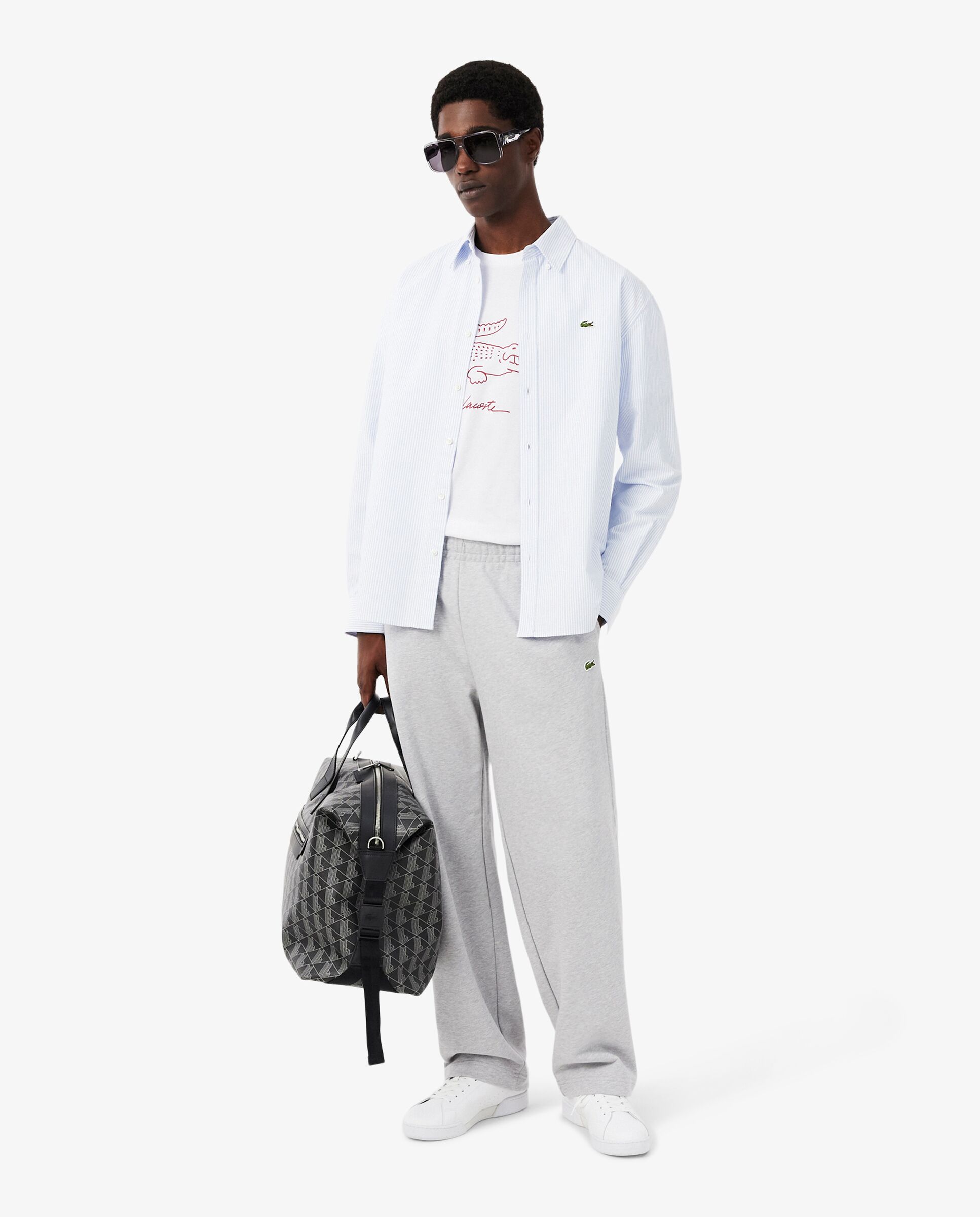 Camiseta de hombre de loungewear de algodón estampado en de manga corta - Lacoste - Blanco Blanco-4