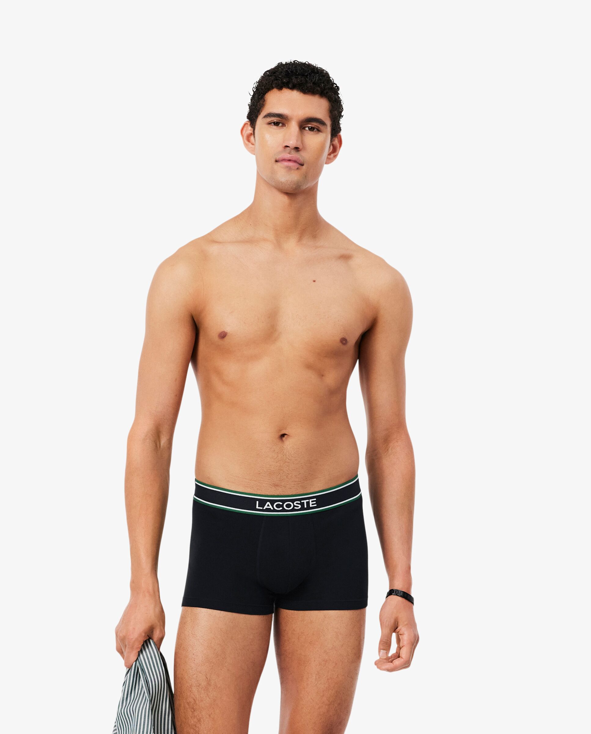 Pack de hombre de 3 calzoncillos de hombre de algodón elástico en - Lacoste - Negro Negro-1