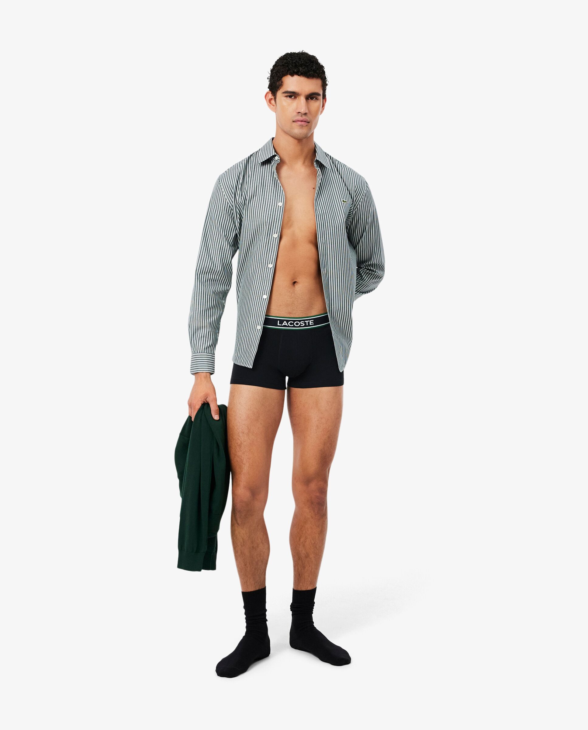 Pack de hombre de 3 calzoncillos de hombre de algodón elástico en - Lacoste - Negro Negro-4