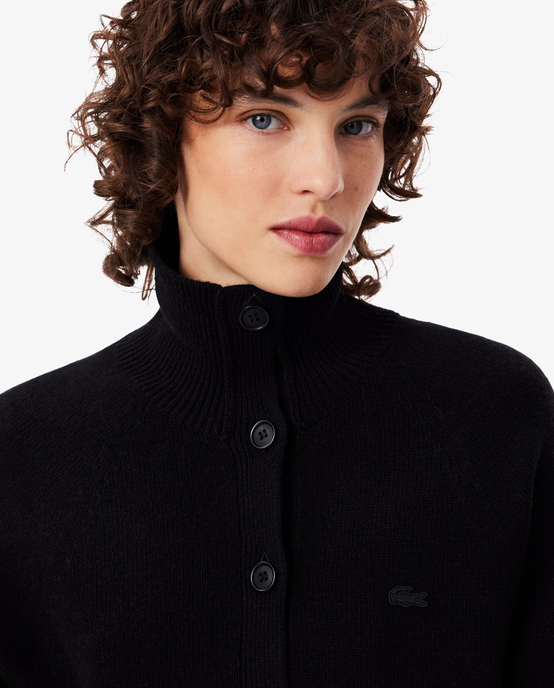 De cuello alto de lana cardada en marrón - Lacoste - Negro Negro-3