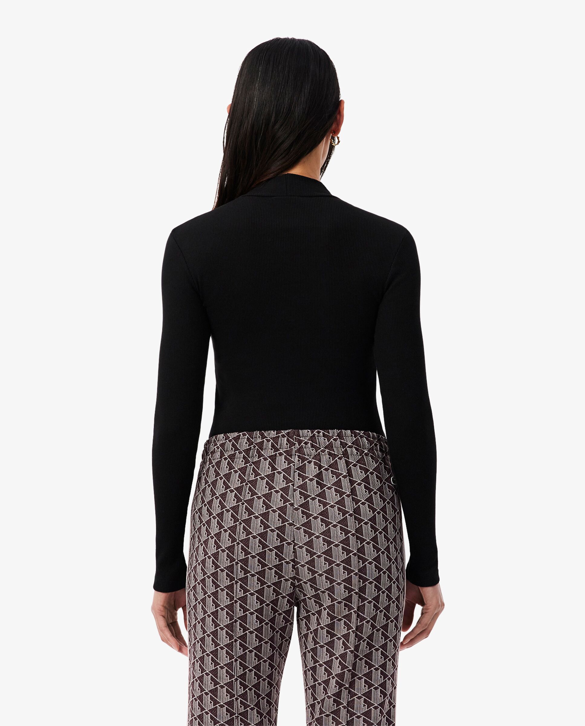Camiseta de mujer de manga larga y cuello alto de corte ajustado en rosa - Lacoste - Negro Negro-2