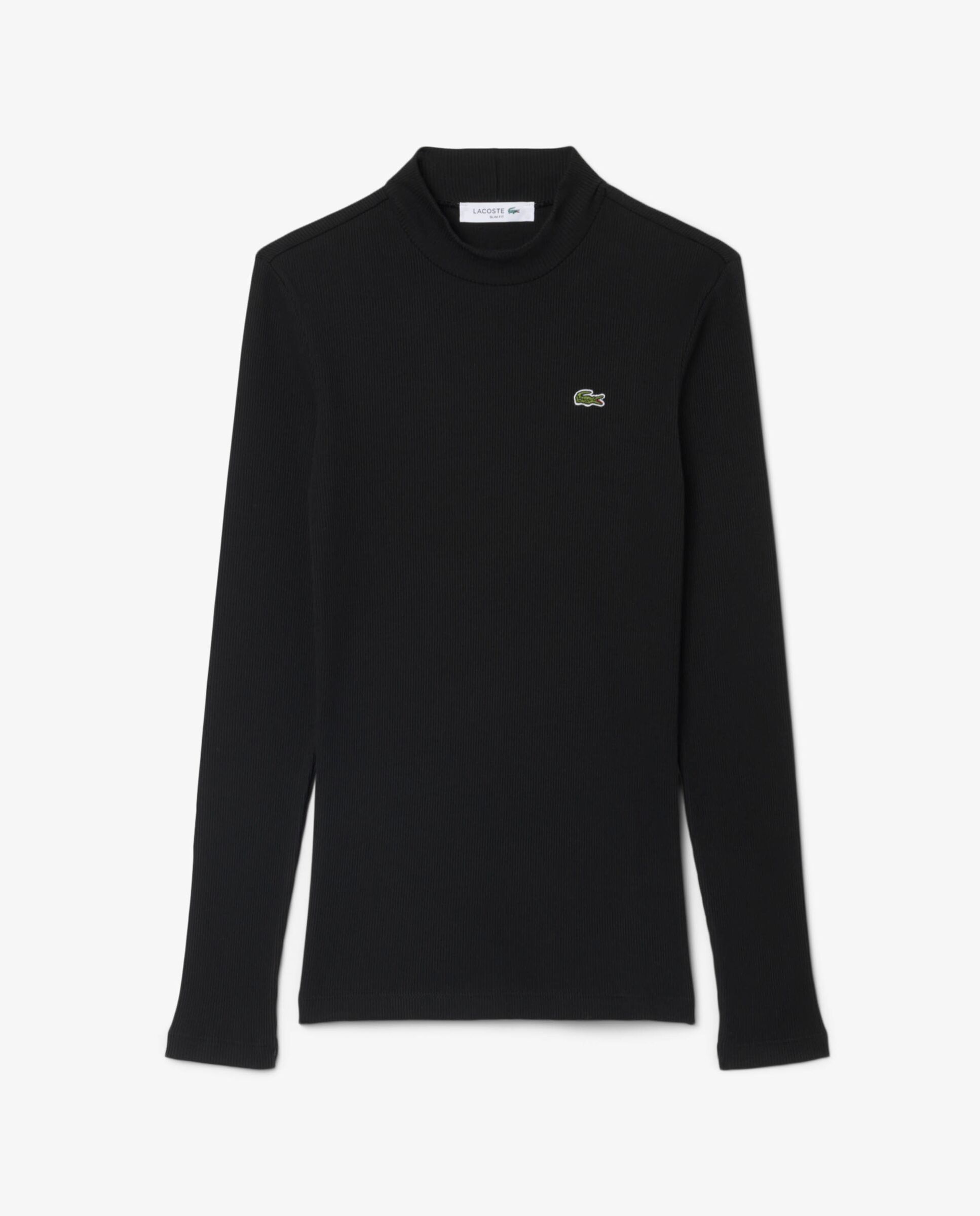 Camiseta de mujer de manga larga y cuello alto de corte ajustado en rosa - Lacoste - Negro Negro-6