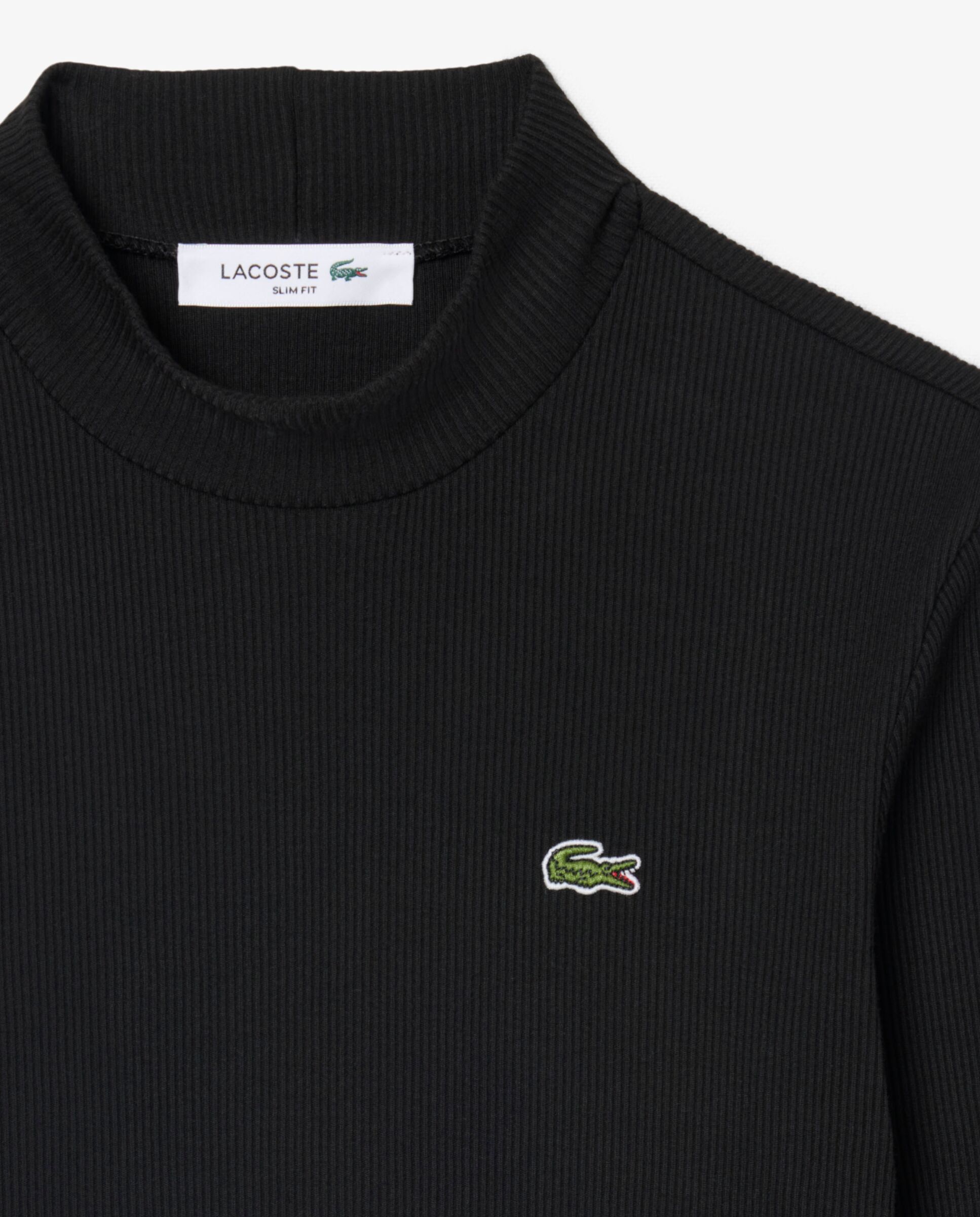 Camiseta de mujer de manga larga y cuello alto de corte ajustado en rosa - Lacoste - Negro Negro-5