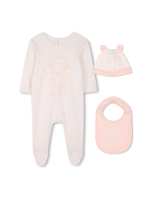 Imagen 0 de Pijama de bebé 100% algodón con gorrito y babero a juego