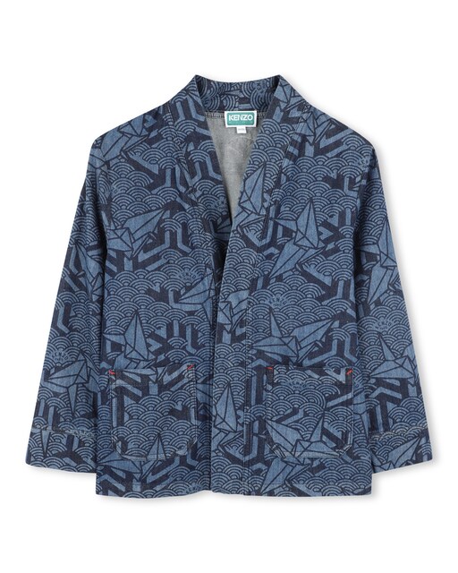 Imagen 0 de Chaqueta de bebé denim estampada con bolsillos parche
