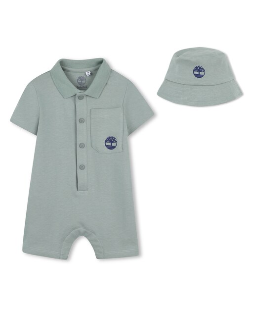Imagen 0 de Conjunto de bebé niño de pelele y gorrito de algodón