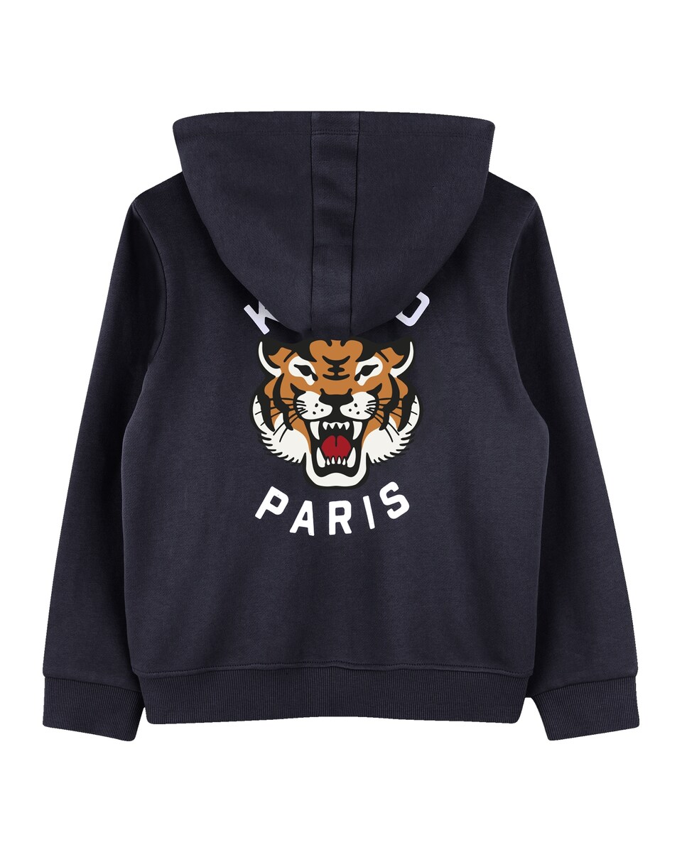 Sudadera de niño de cremallera con capucha e ilustración trasera