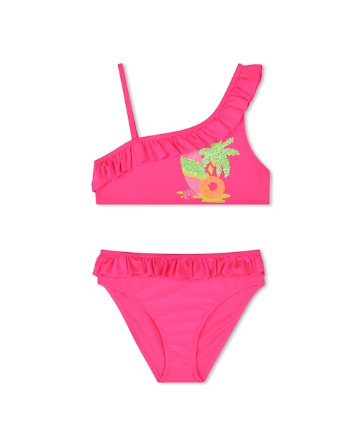 Imagen 0 de Bikini de niña en color rosa de tirantes