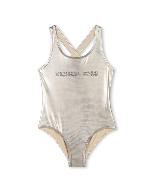 Imagen 0 de Bañador de niña en color oro con espalda cruzada