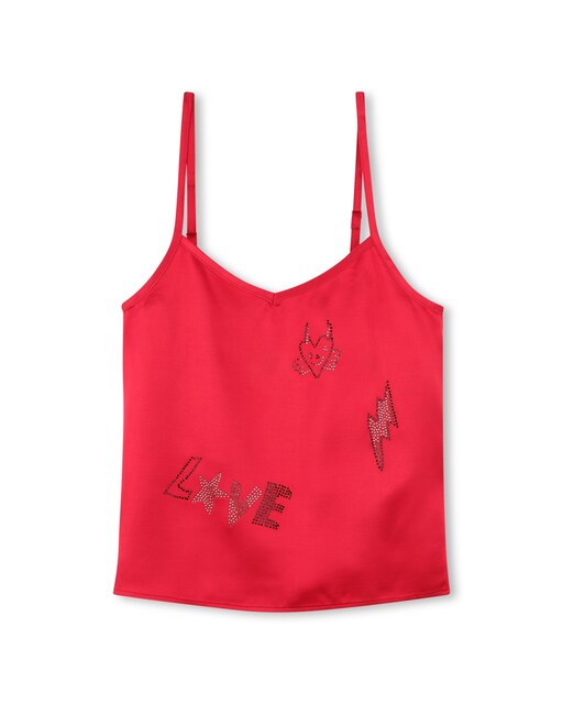 Imagen 0 de Camiseta de niña con strass y tirantes ajustables