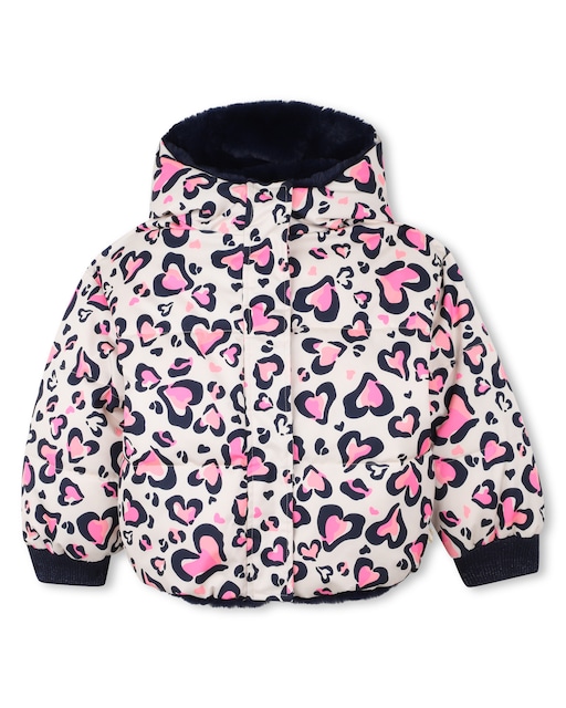 Imagen 0 de Plumífero de bebé con capucha y estampado de corazones