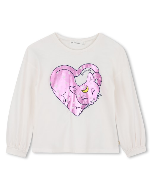 Imagen 0 de Camiseta de niña de algodón con manga abullonadas